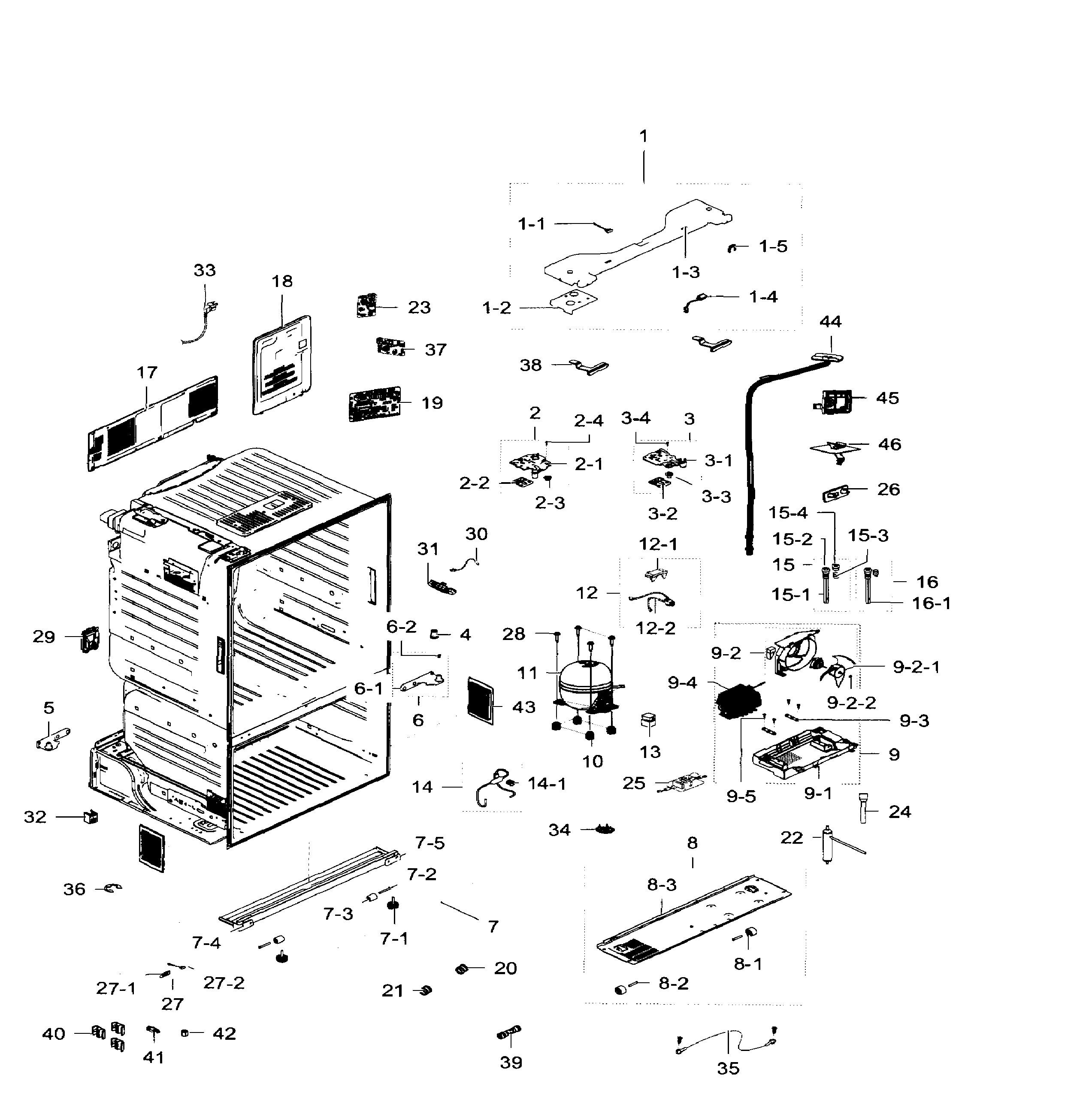 Samsung RF28HFEDBWW/AA-06 cabinet diagram