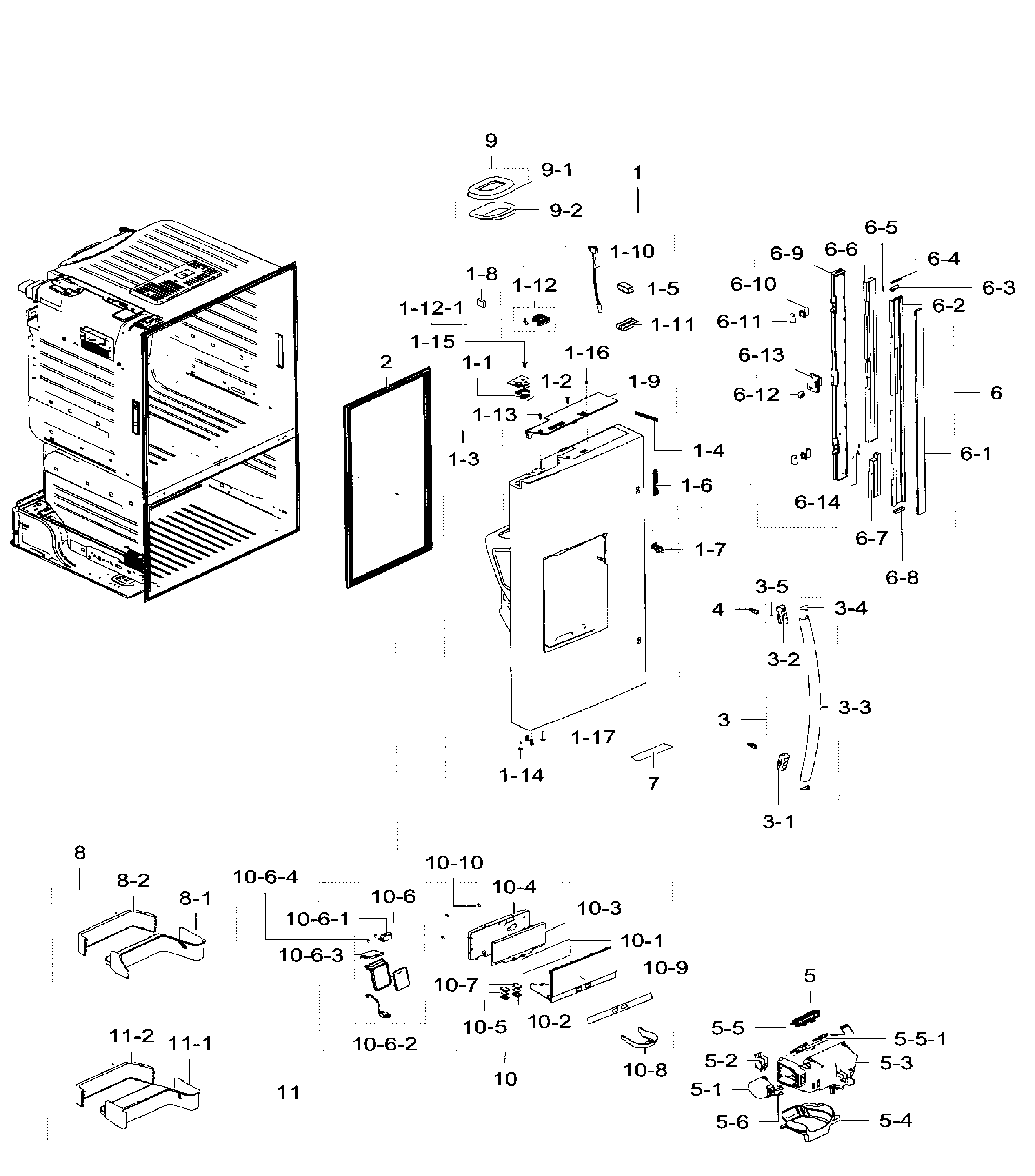 Samsung RF28HFEDBWW/AA-06 left door diagram