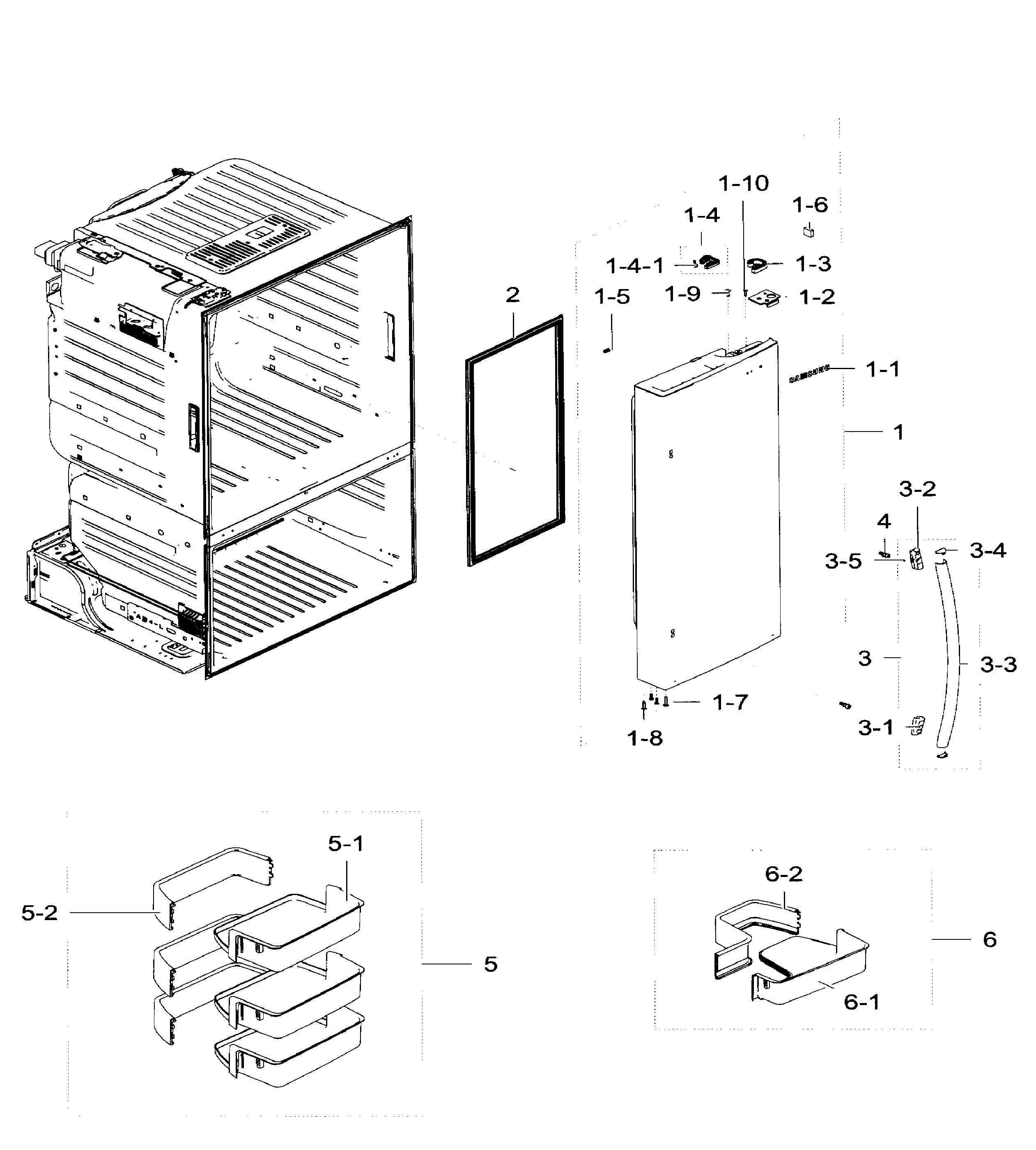 Samsung RF28HFEDBWW/AA-06 right door diagram
