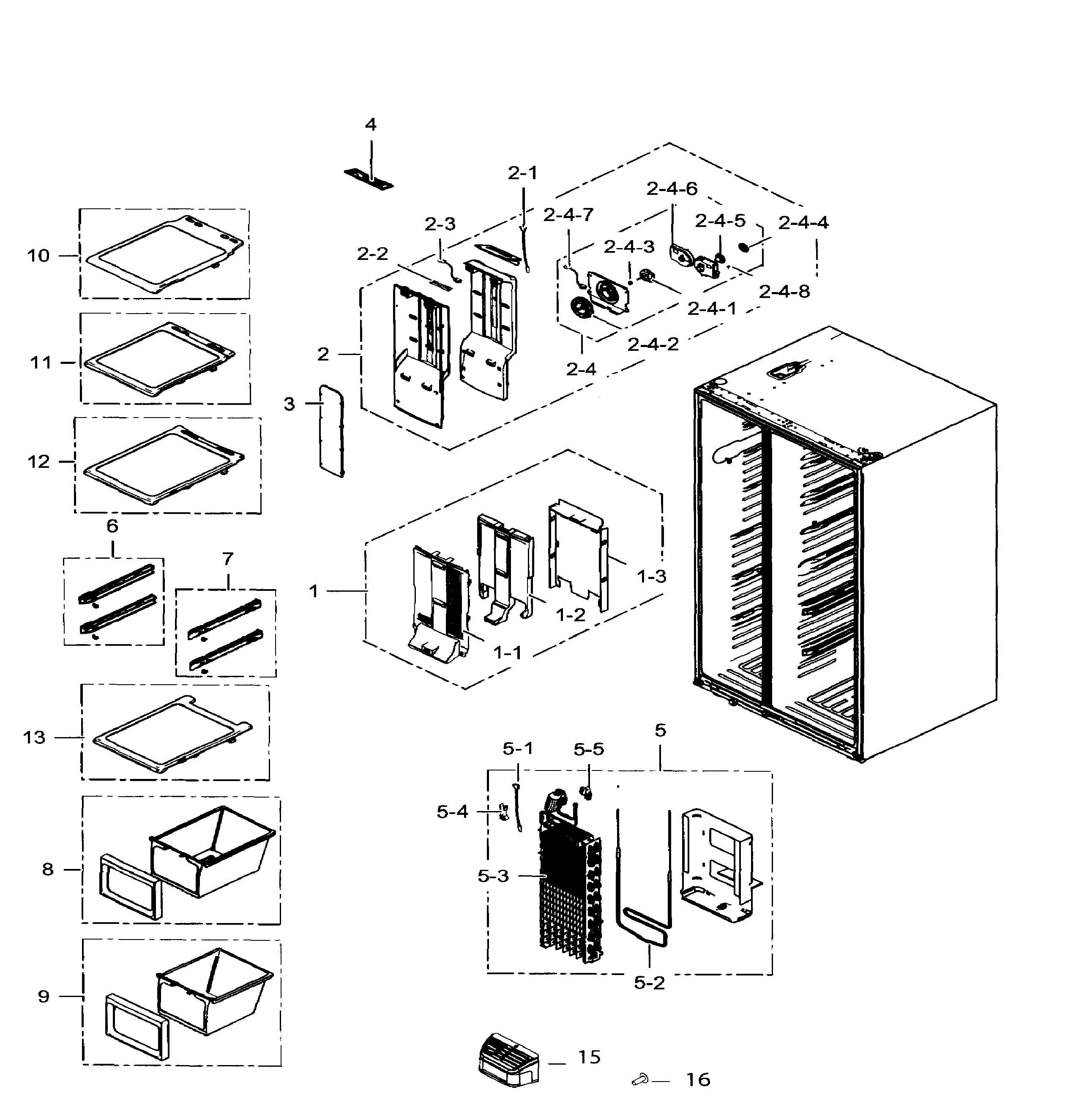 Samsung RS265TDBP/XAA-00 freezer diagram