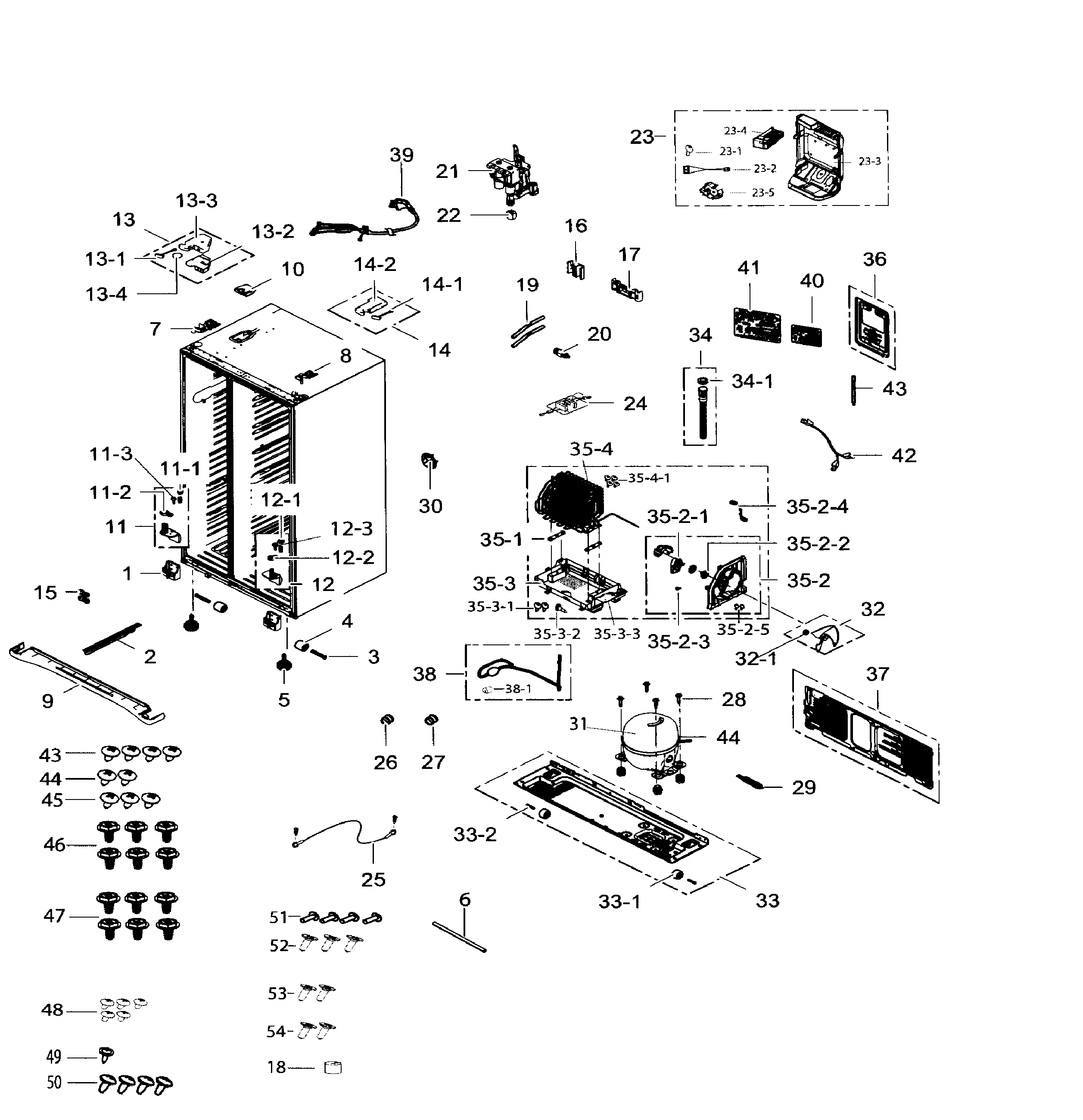 Samsung RS265TDBP/XAA-00 cabinet diagram