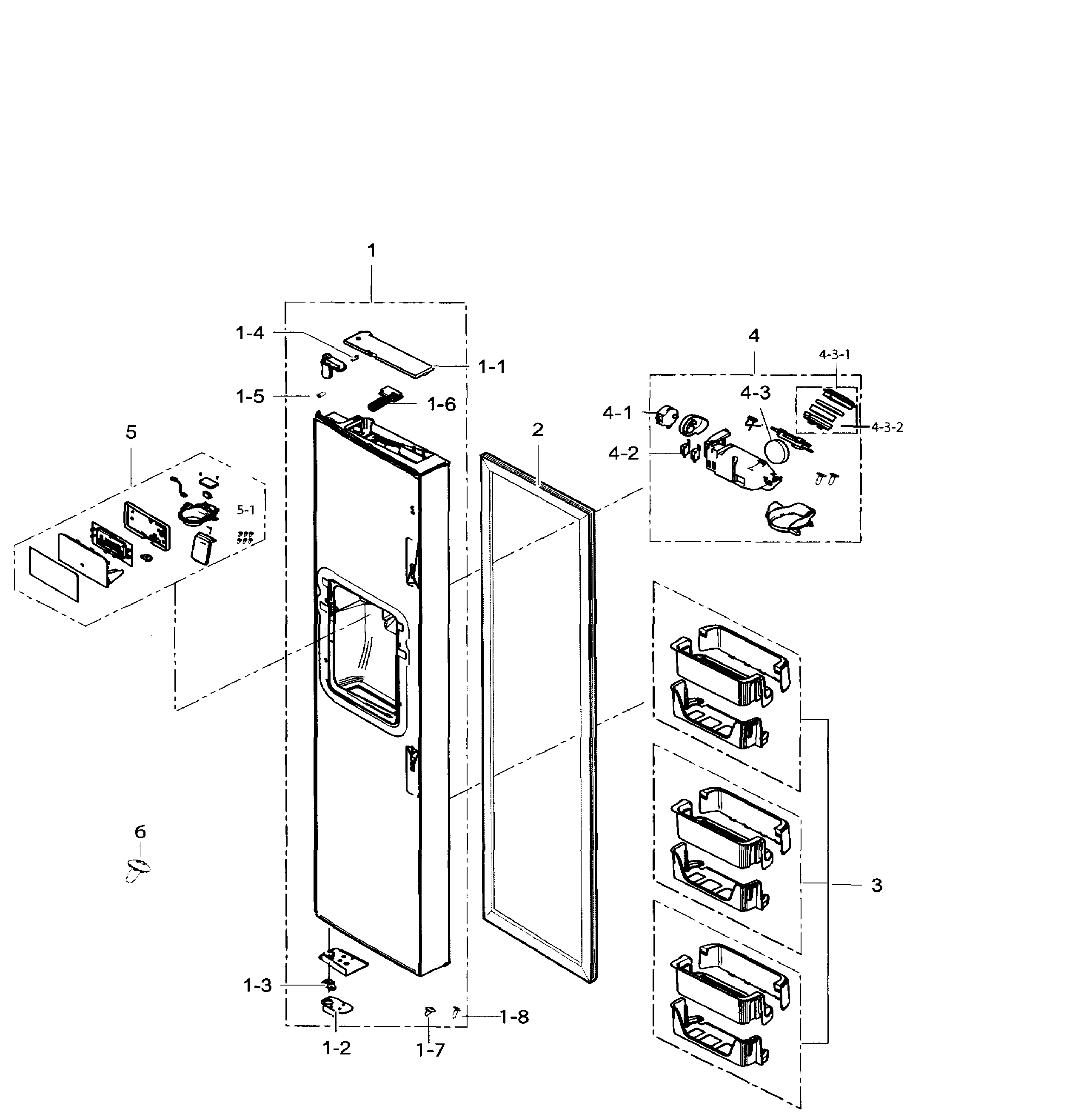 Samsung RS265TDBP/XAA-00 freezer door diagram