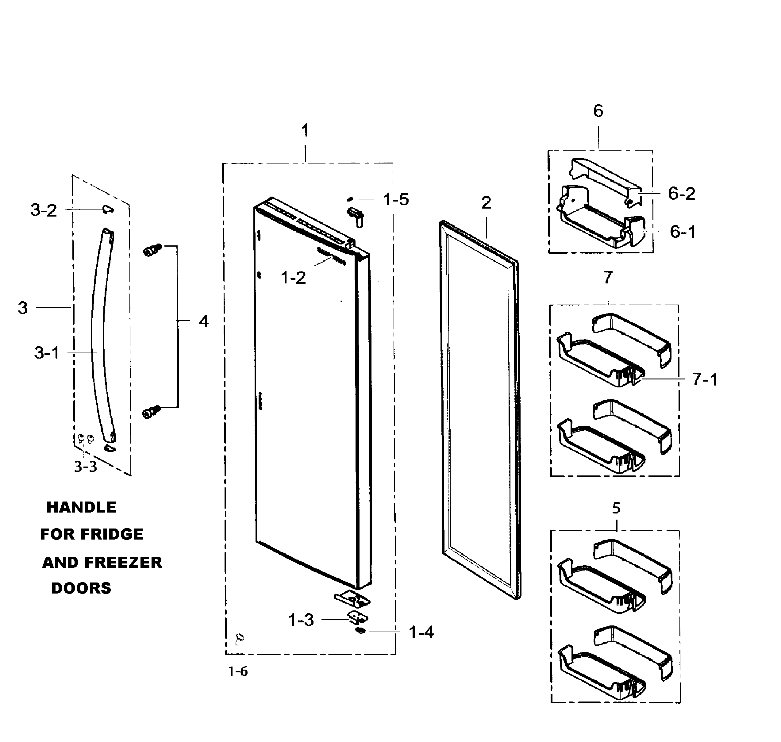 Samsung RS265TDBP/XAA-00 fridge door diagram