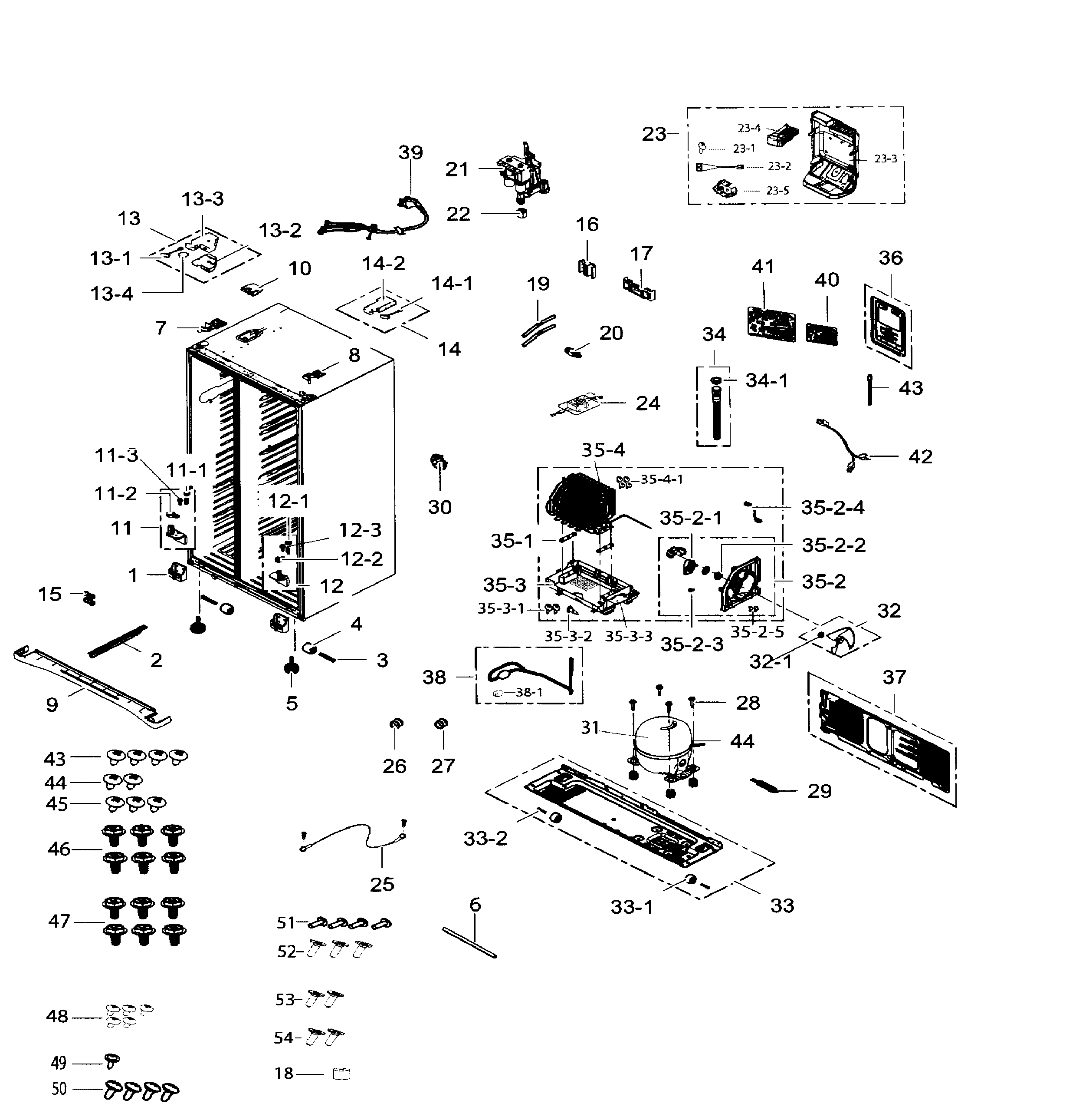 Samsung RS265TDBP/XAA-01 cabinet diagram