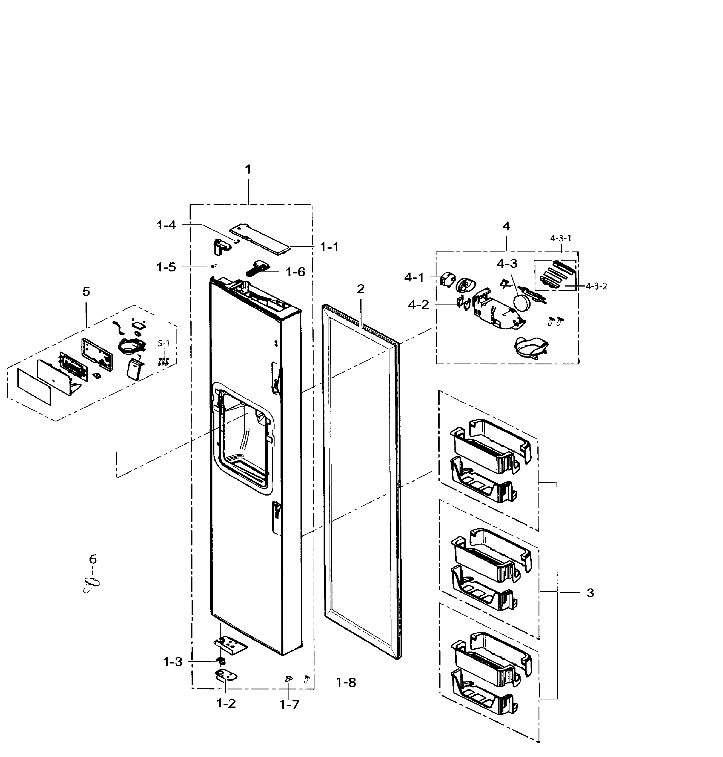 Samsung RS265TDBP/XAA-01 freezer door diagram