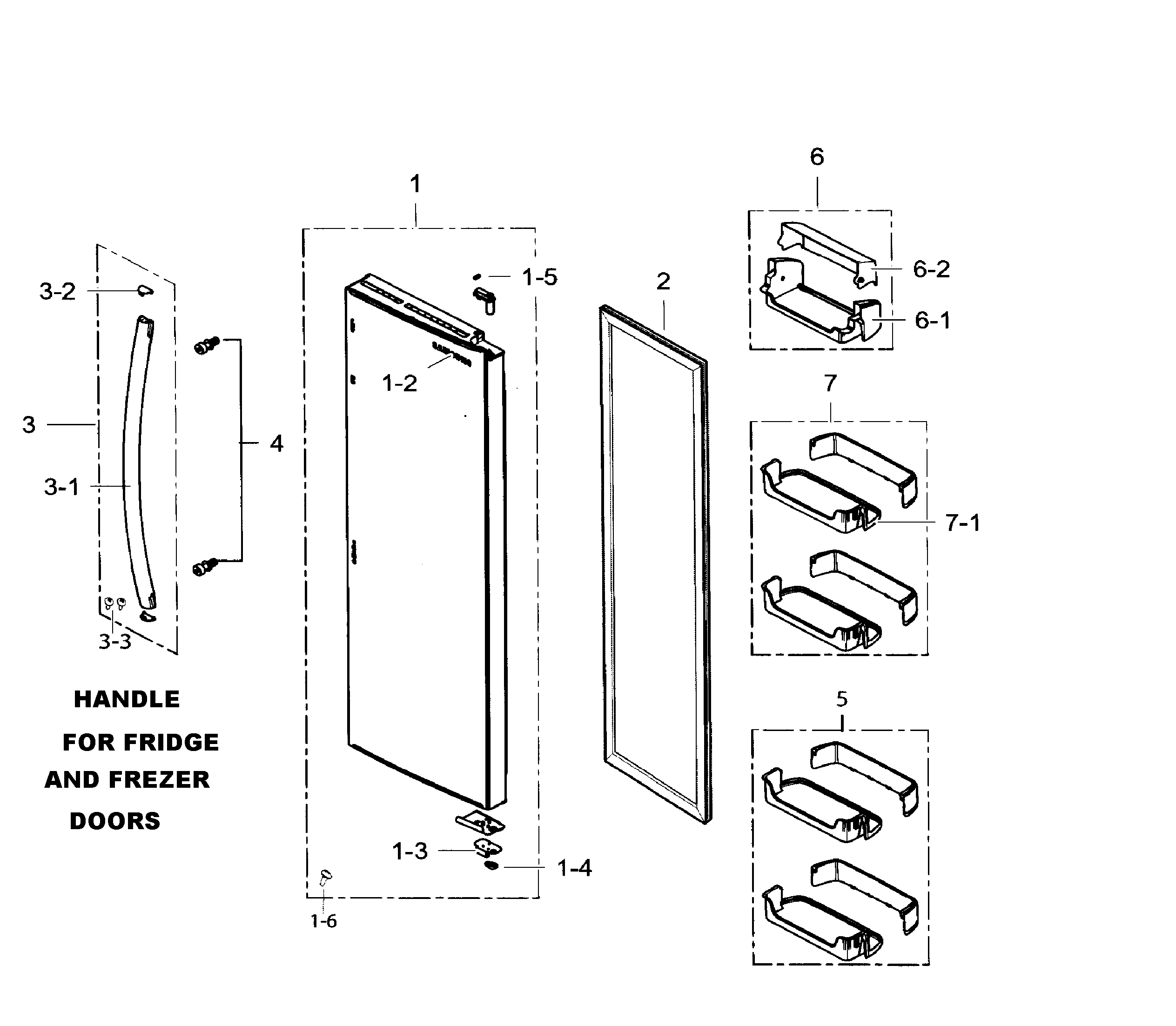 Samsung RS265TDBP/XAA-01 fridge door diagram