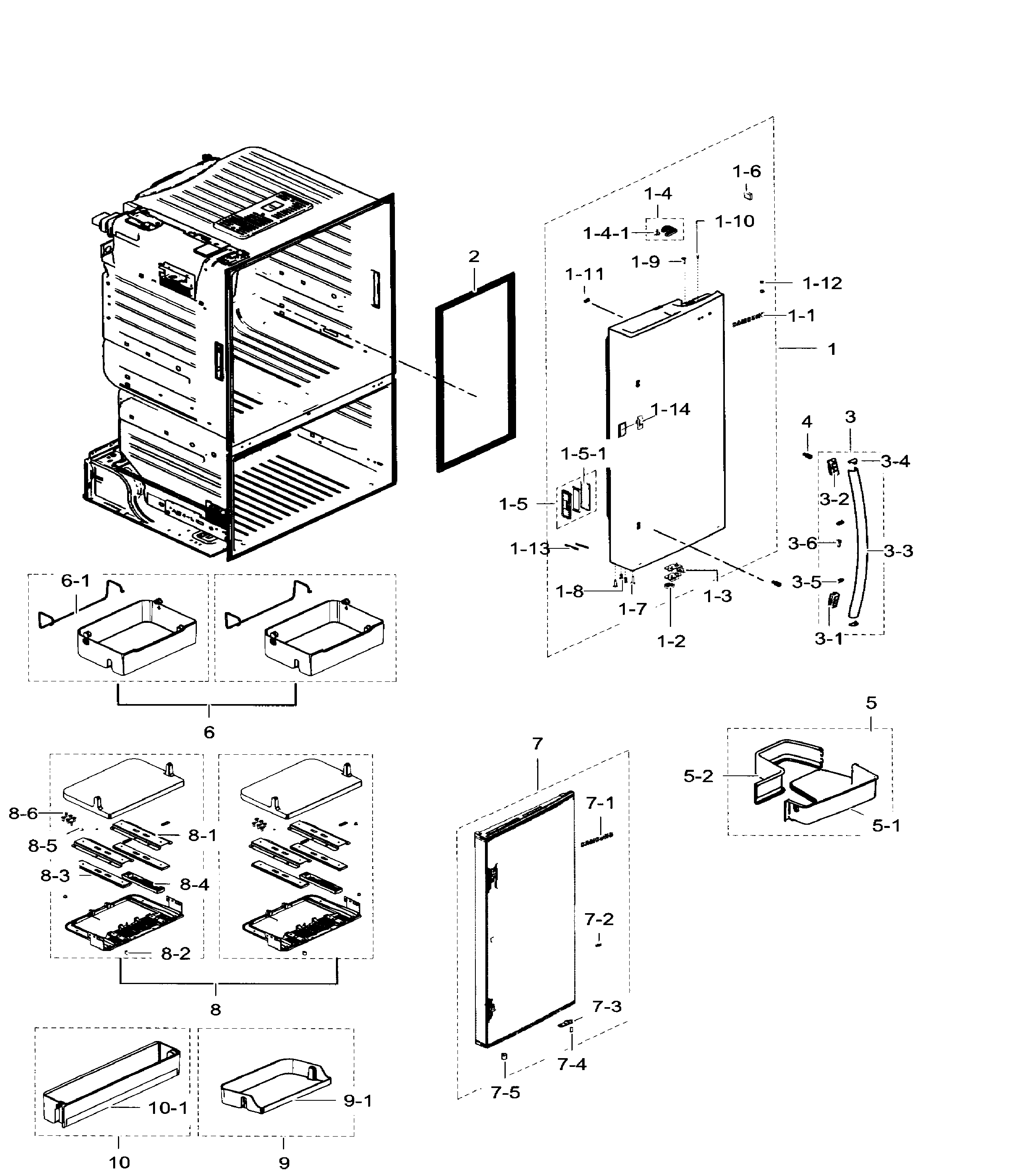 Samsung RF23HTEDBSR/AA-05 right door diagram