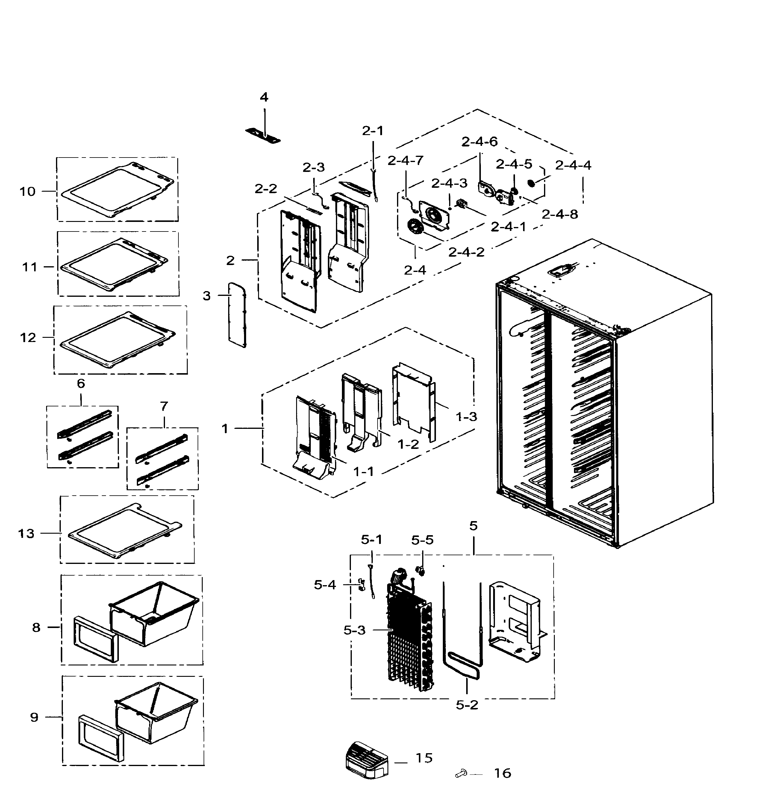 Samsung RS265TDRS/XAA-02 freezer diagram