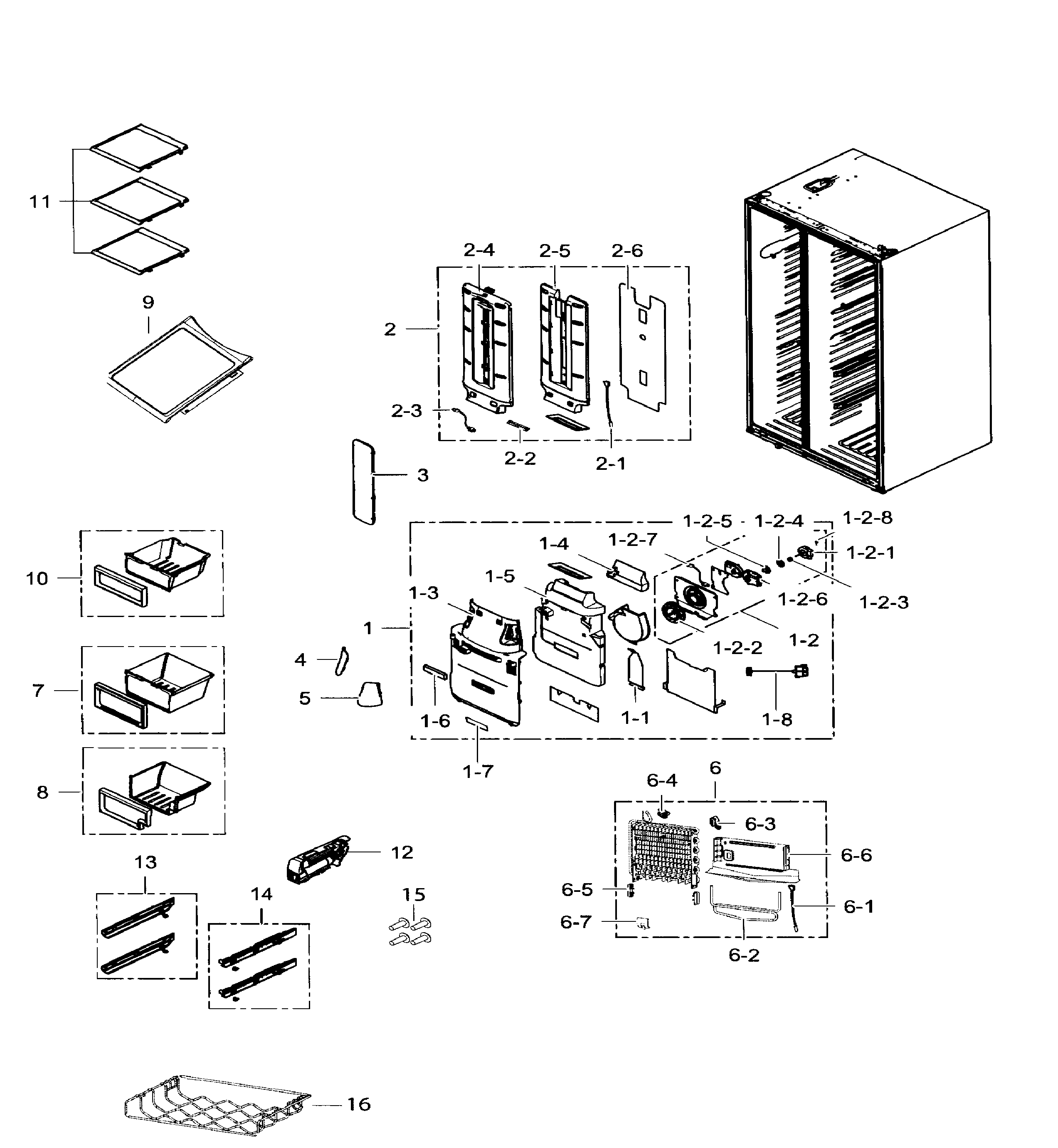 Samsung RS265TDRS/XAA-02 fridge diagram