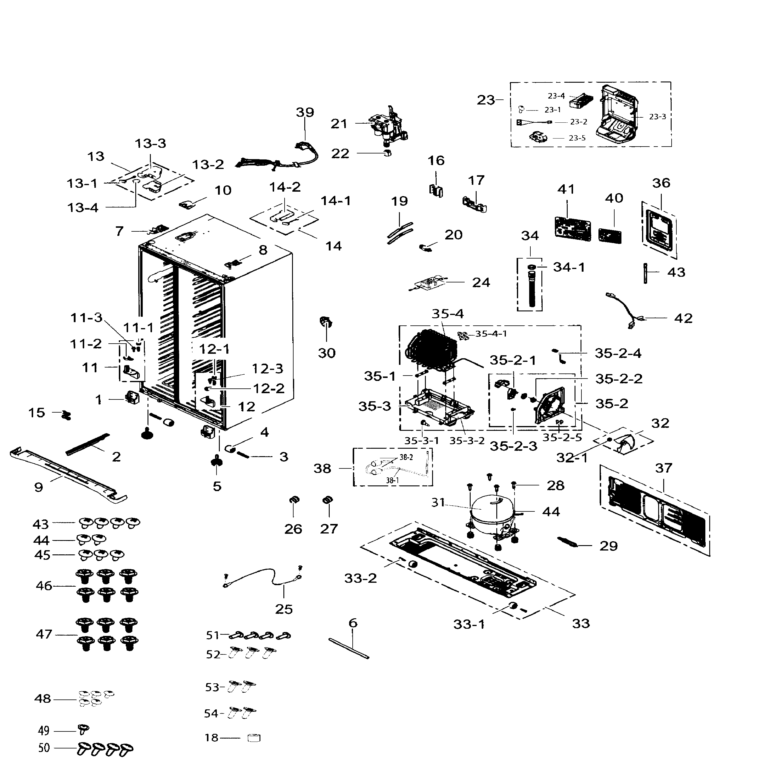 Samsung RS265TDRS/XAA-02 cabinet diagram