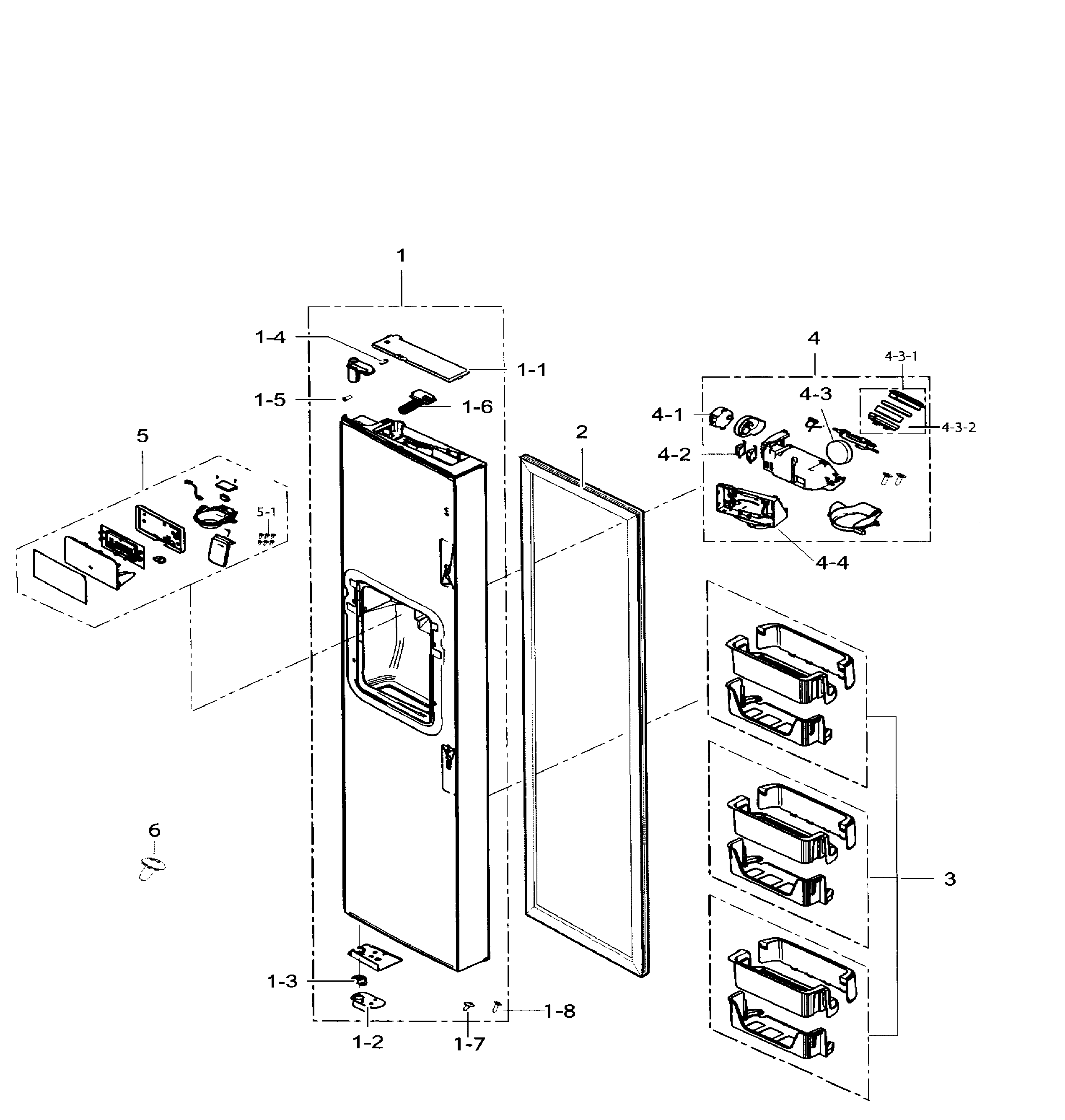 Samsung RS265TDRS/XAA-02 left door diagram