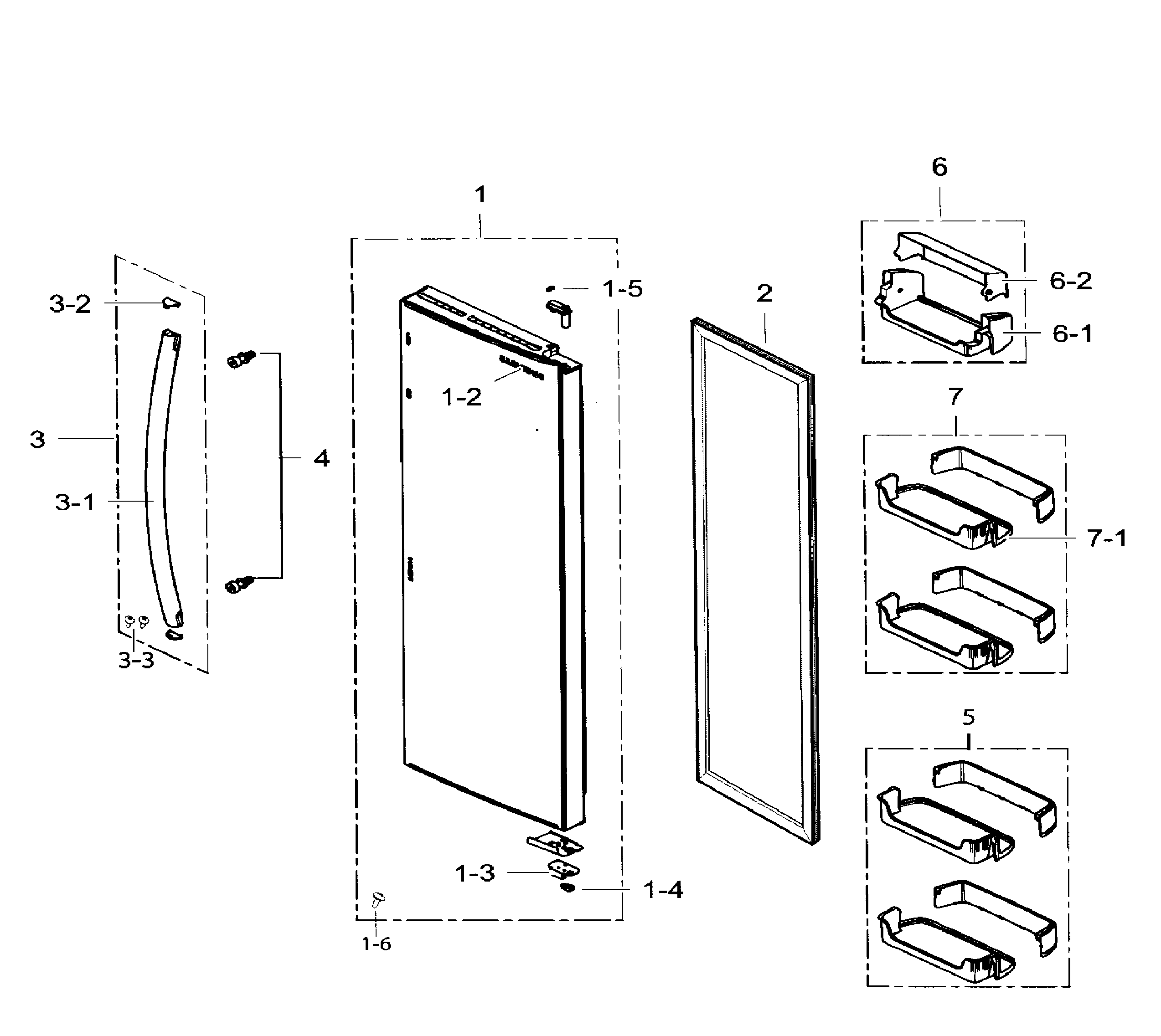 Samsung RS265TDRS/XAA-02 right door diagram