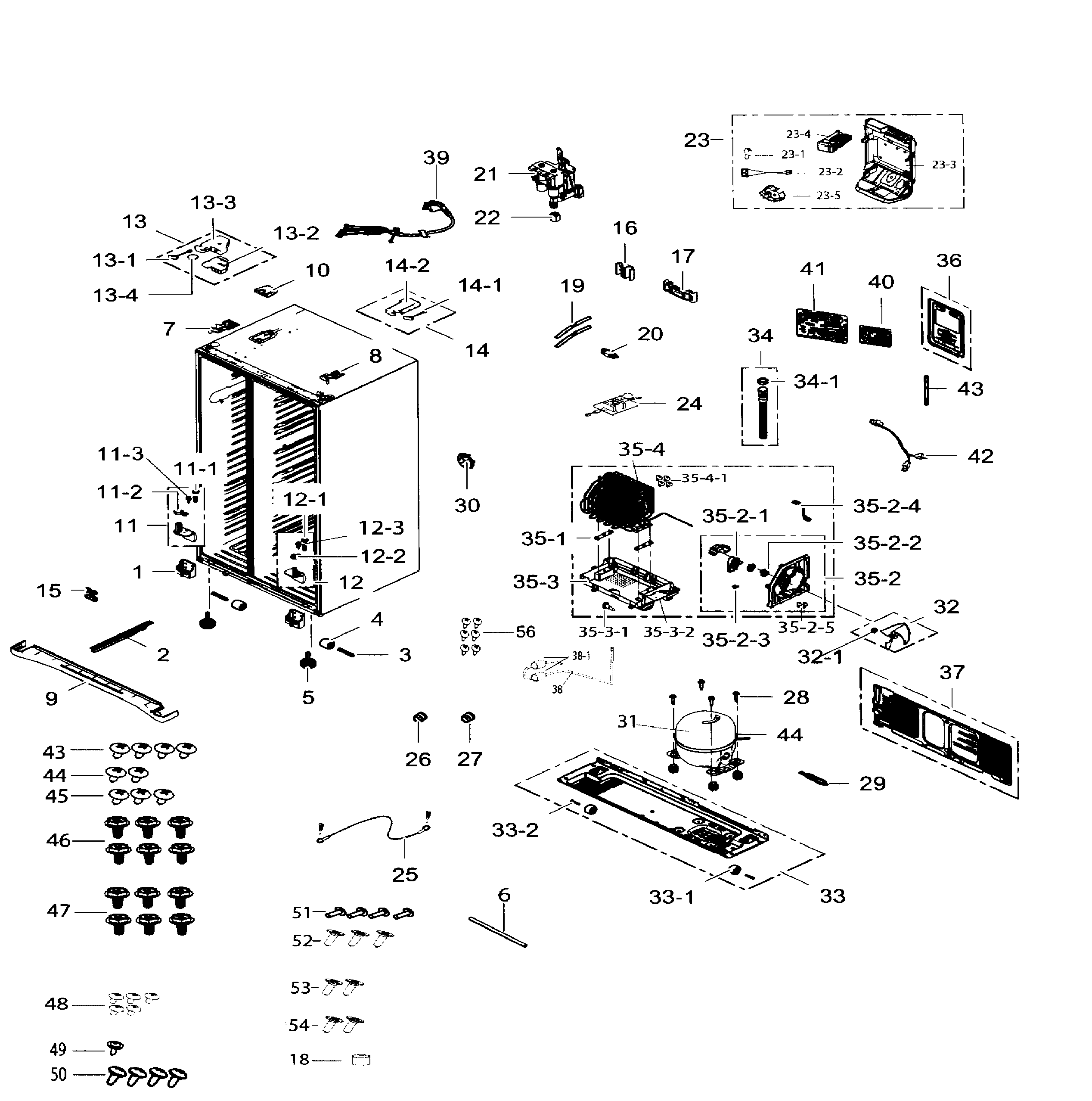 Samsung RS265TDRS/XAA-03 cabinet diagram