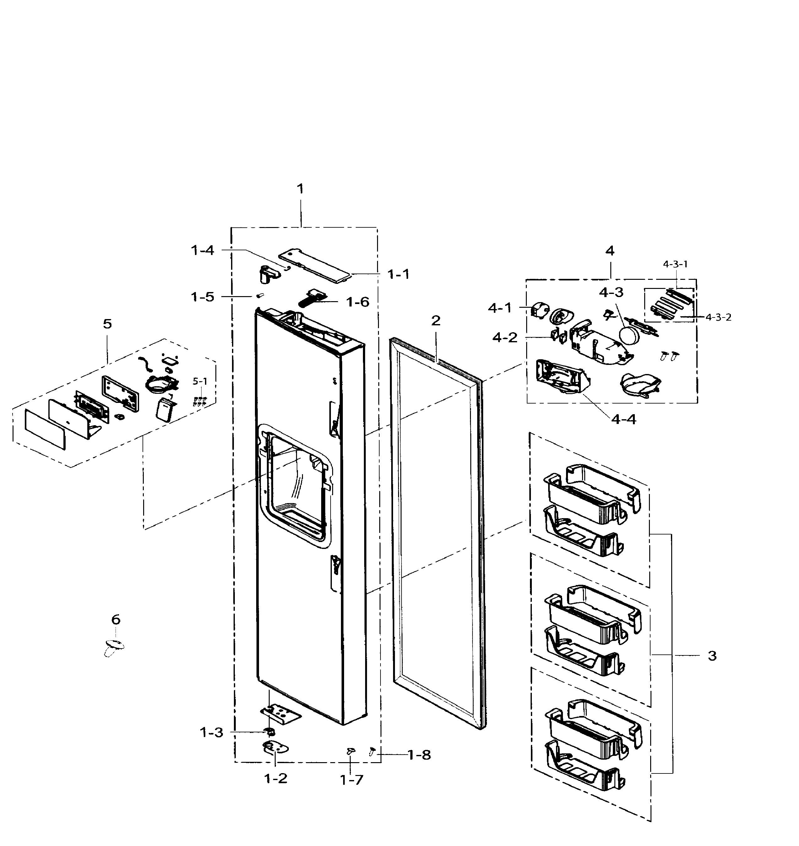 Samsung RS265TDRS/XAA-03 left door diagram
