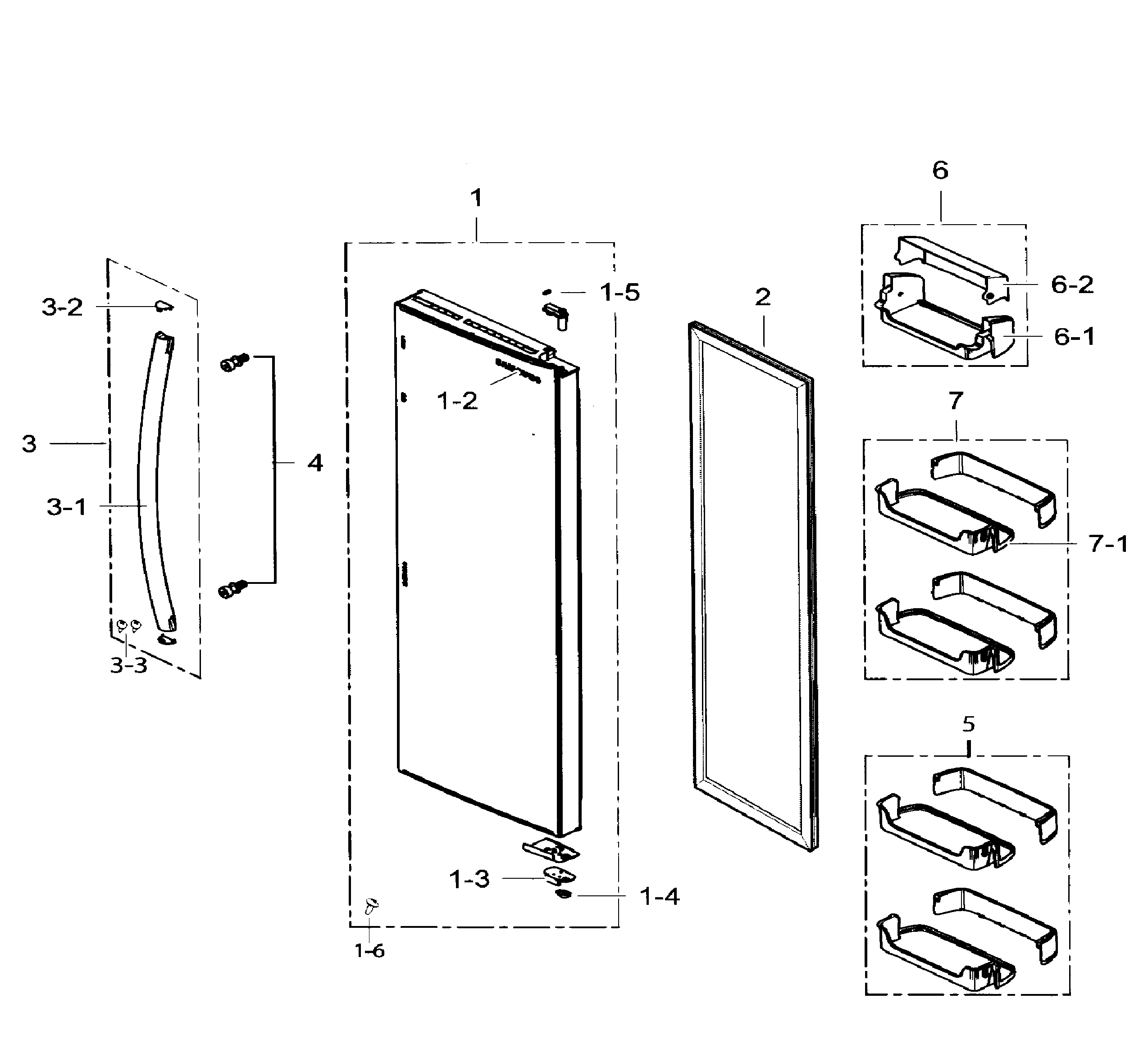 Samsung RS265TDRS/XAA-03 right door diagram