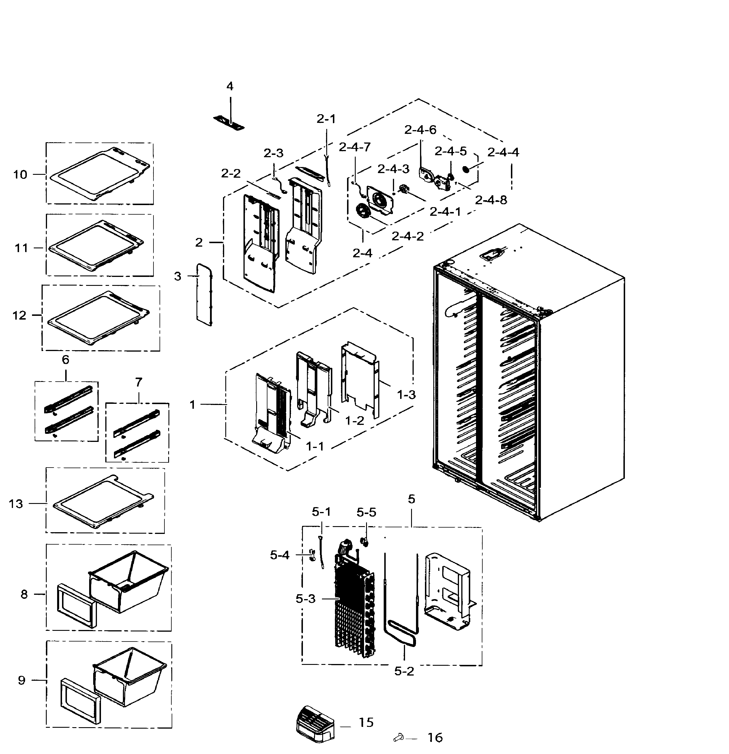 Samsung RS265TDRS/XAA-IN01 freezer diagram