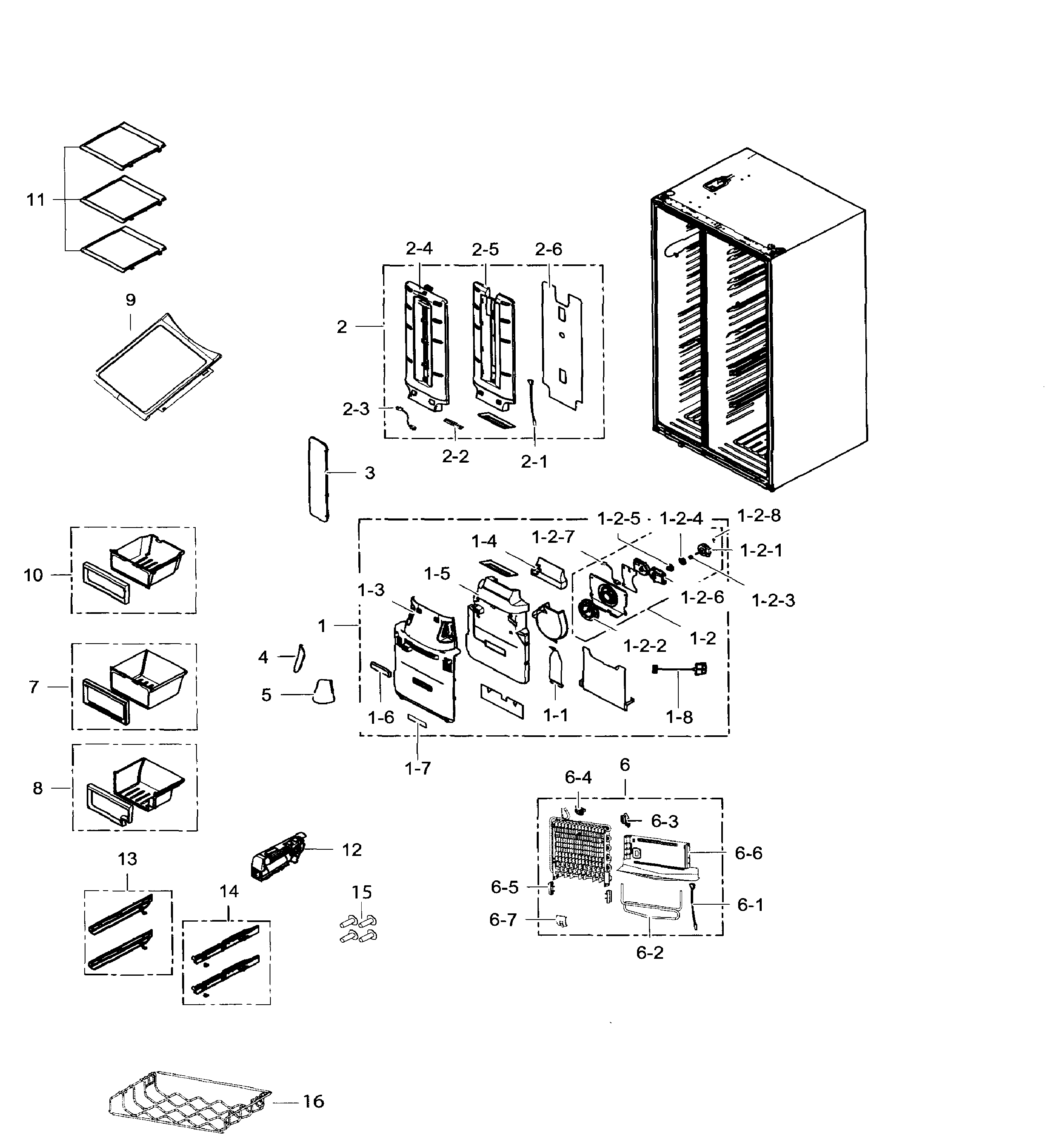 Samsung RS265TDRS/XAA-IN01 fridge diagram