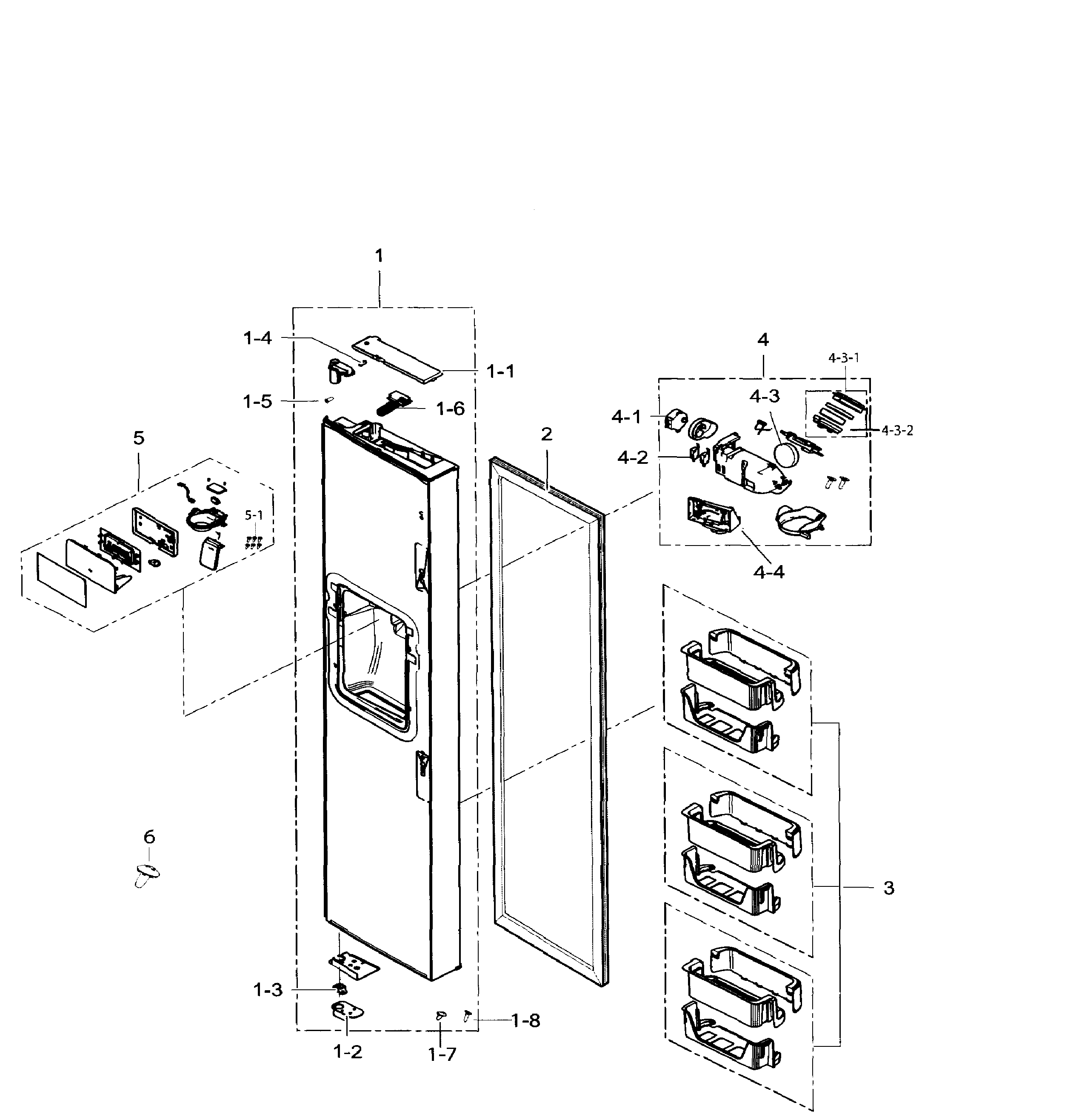 Samsung RS265TDRS/XAA-IN01 left door diagram