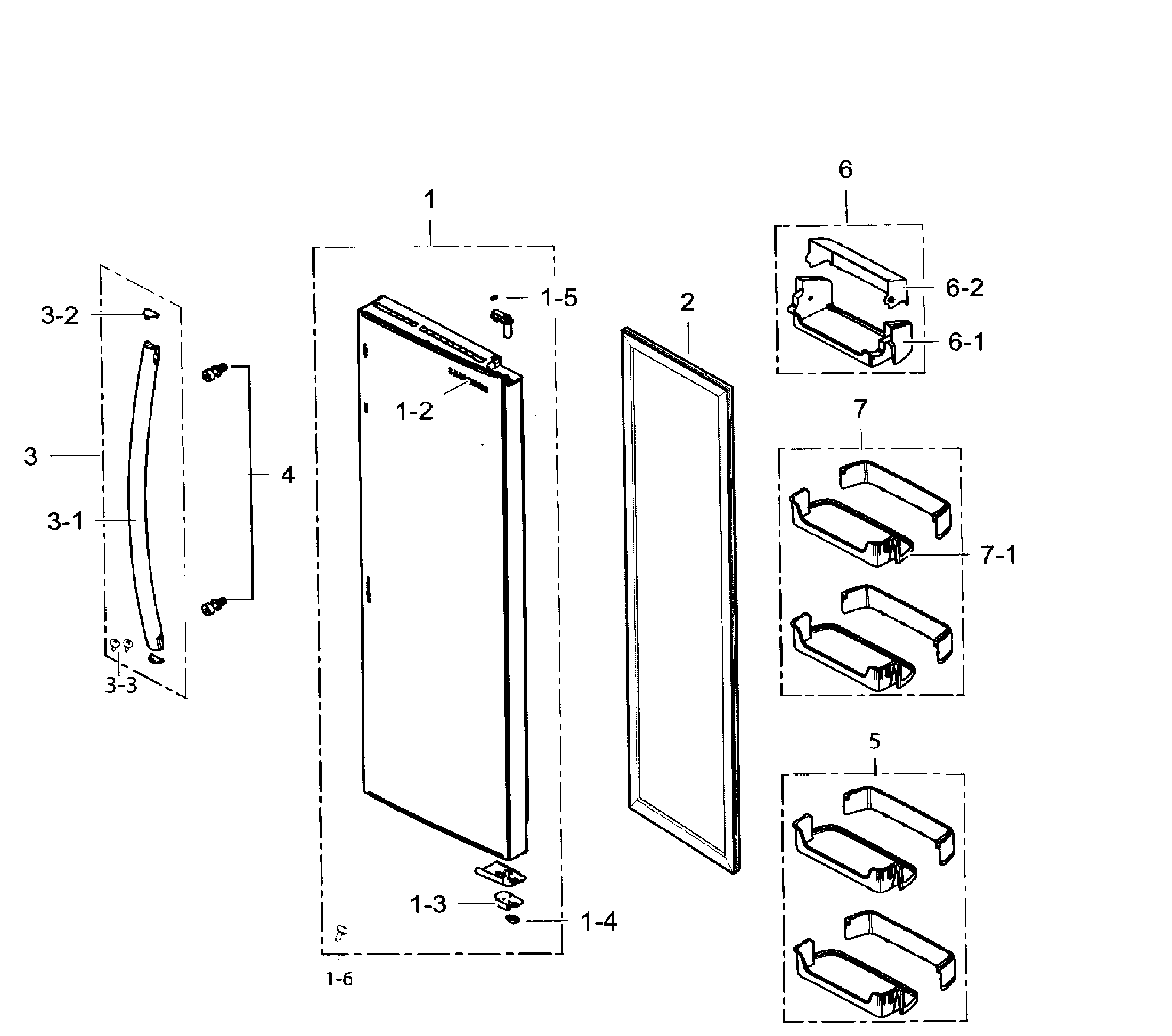 Samsung RS265TDRS/XAA-IN01 right door diagram