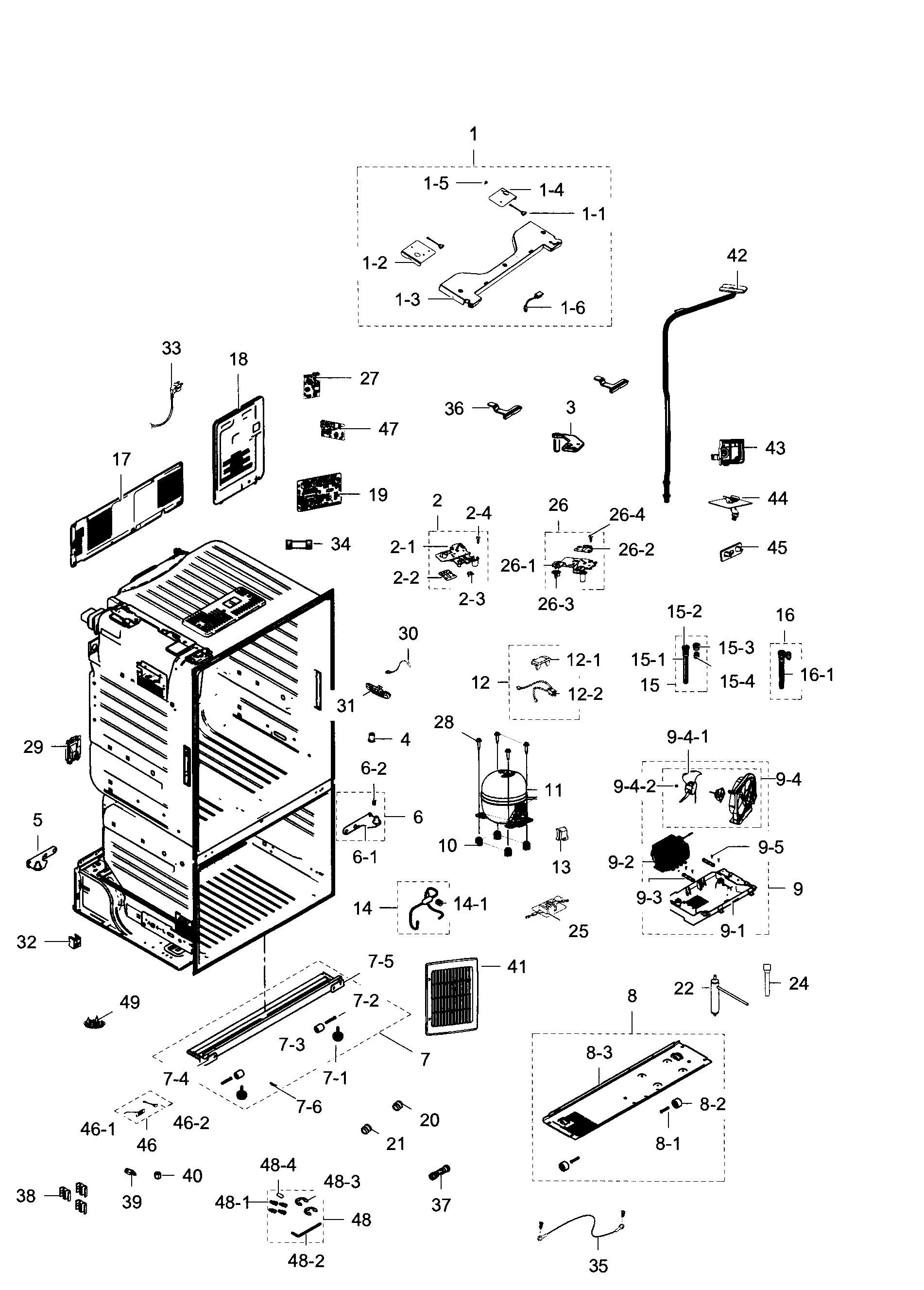Samsung RF28HDEDPBC/AA-00 cabinet diagram