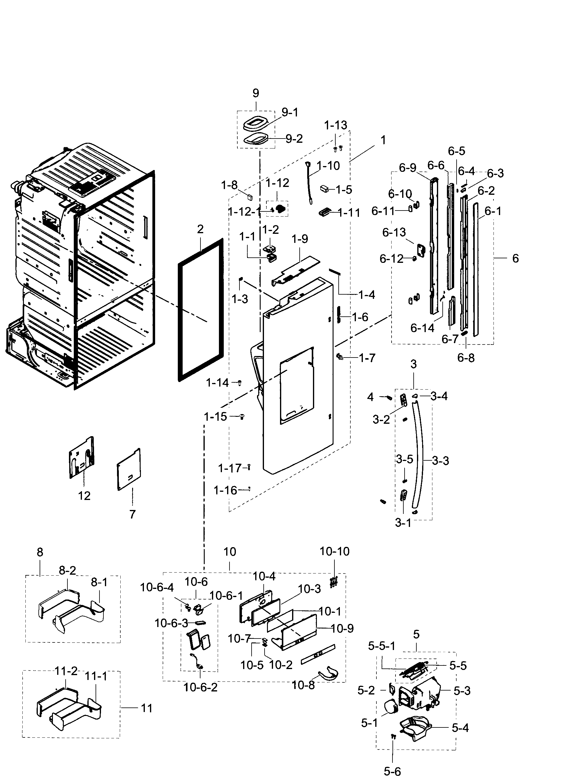 Samsung RF28HDEDPBC/AA-00 left door diagram