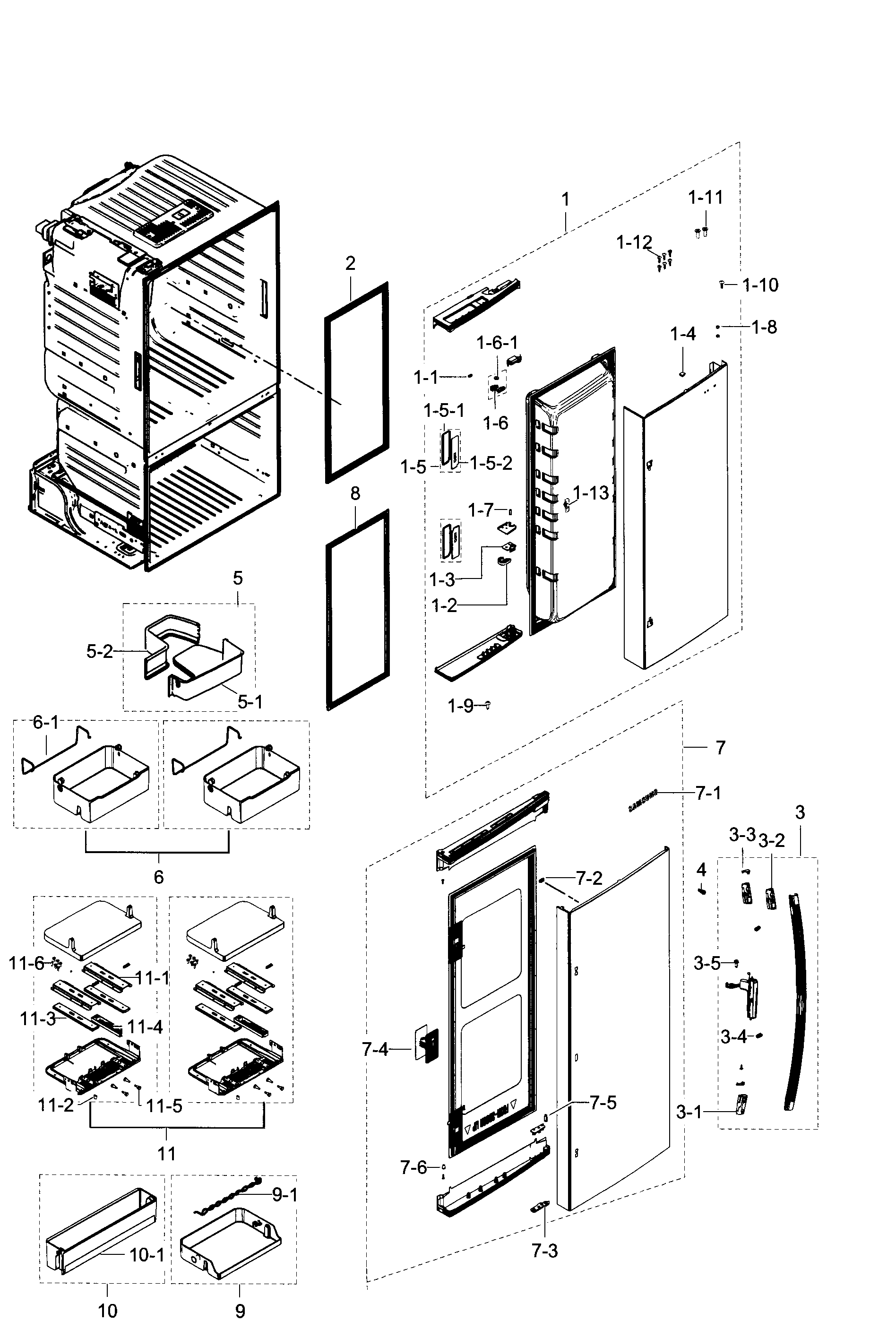 Samsung RF28HDEDPBC/AA-00 right door diagram