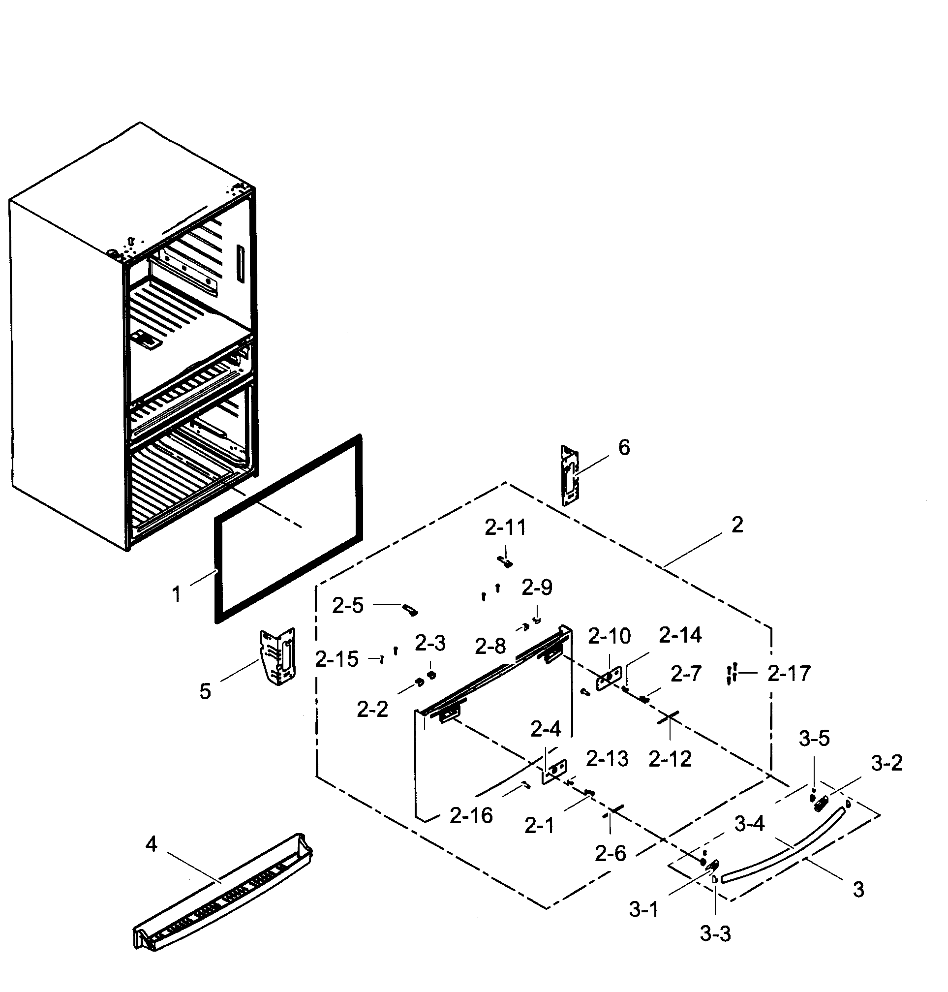 Samsung RF28HMEDBBC/AA-06 freezer door diagram