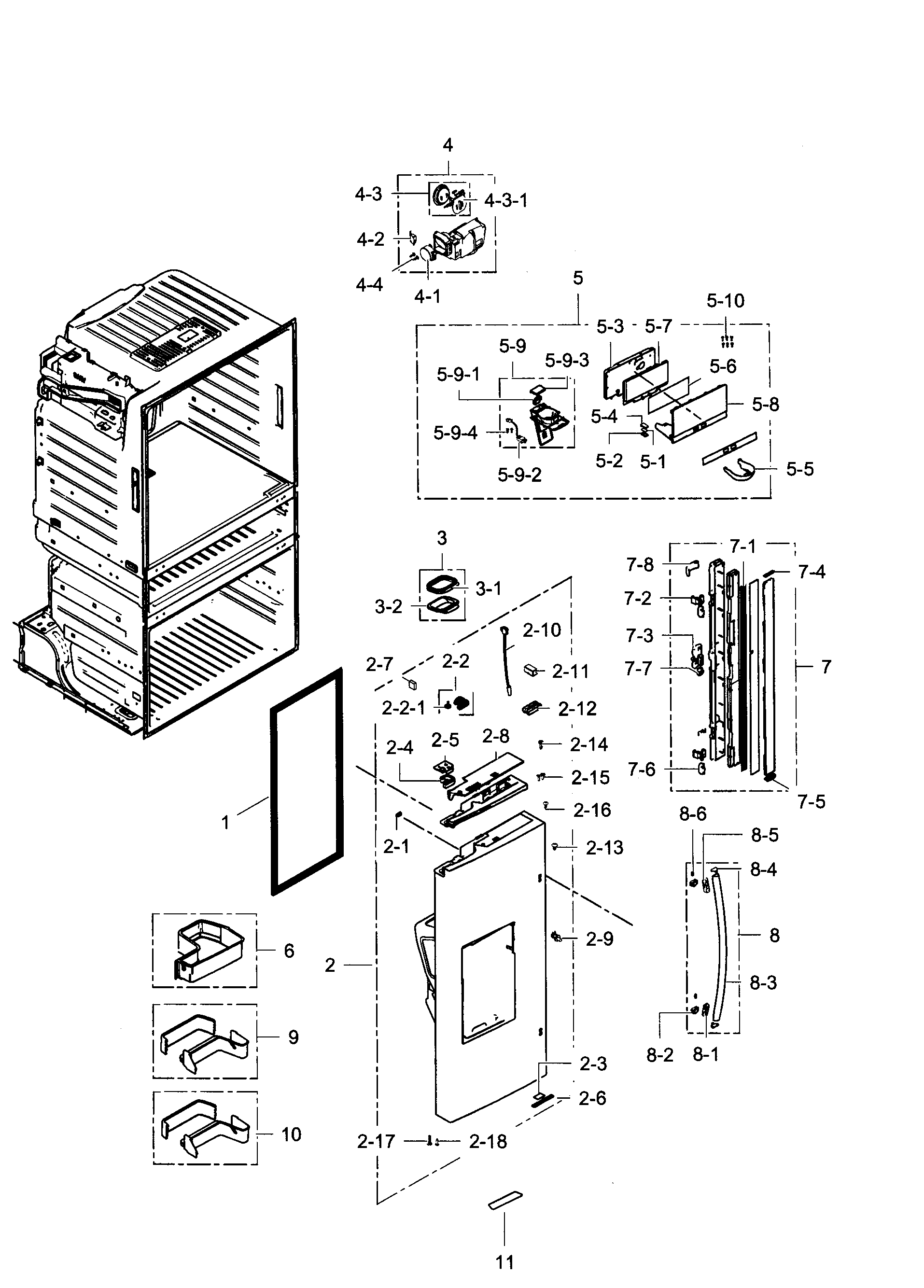 Samsung RF28HMEDBBC/AA-06 left door diagram