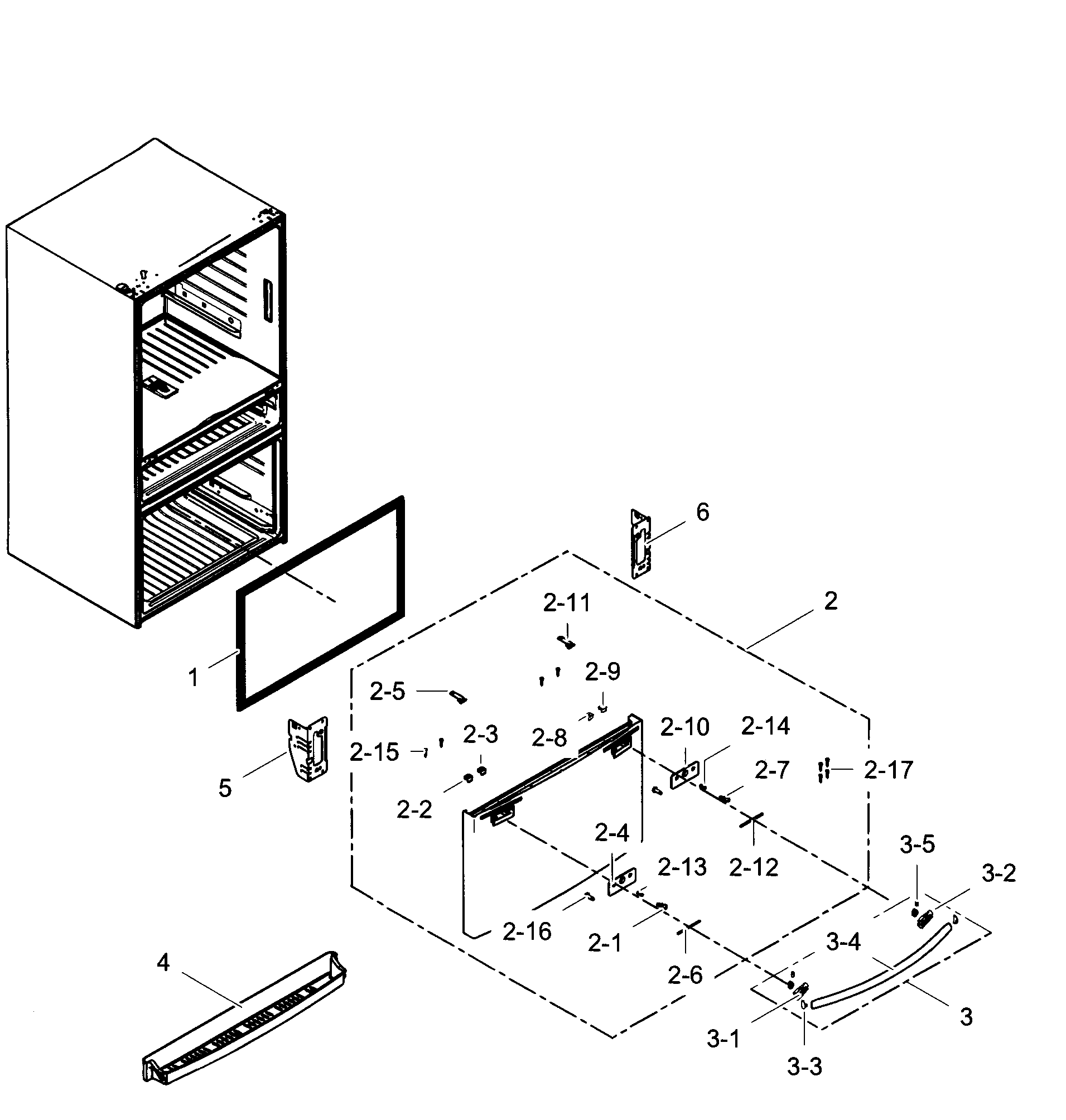 Samsung RF28HMEDBBC/AA-08 freezer door diagram