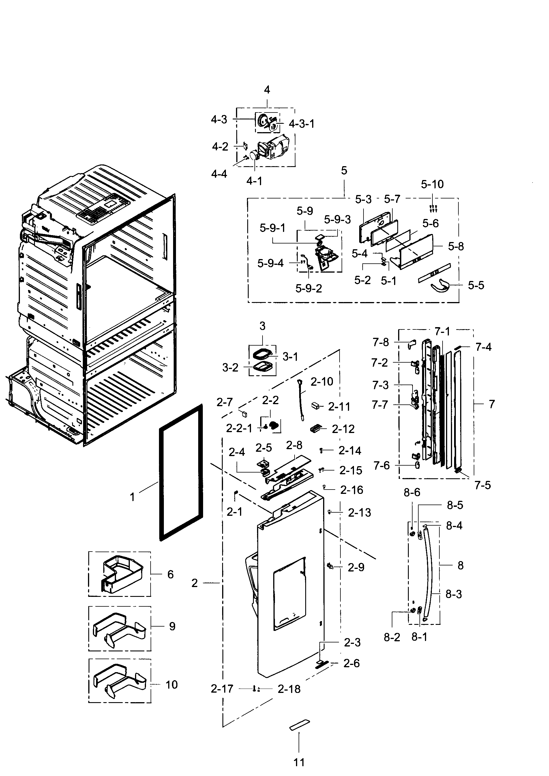 Samsung RF28HMEDBBC/AA-08 left door diagram