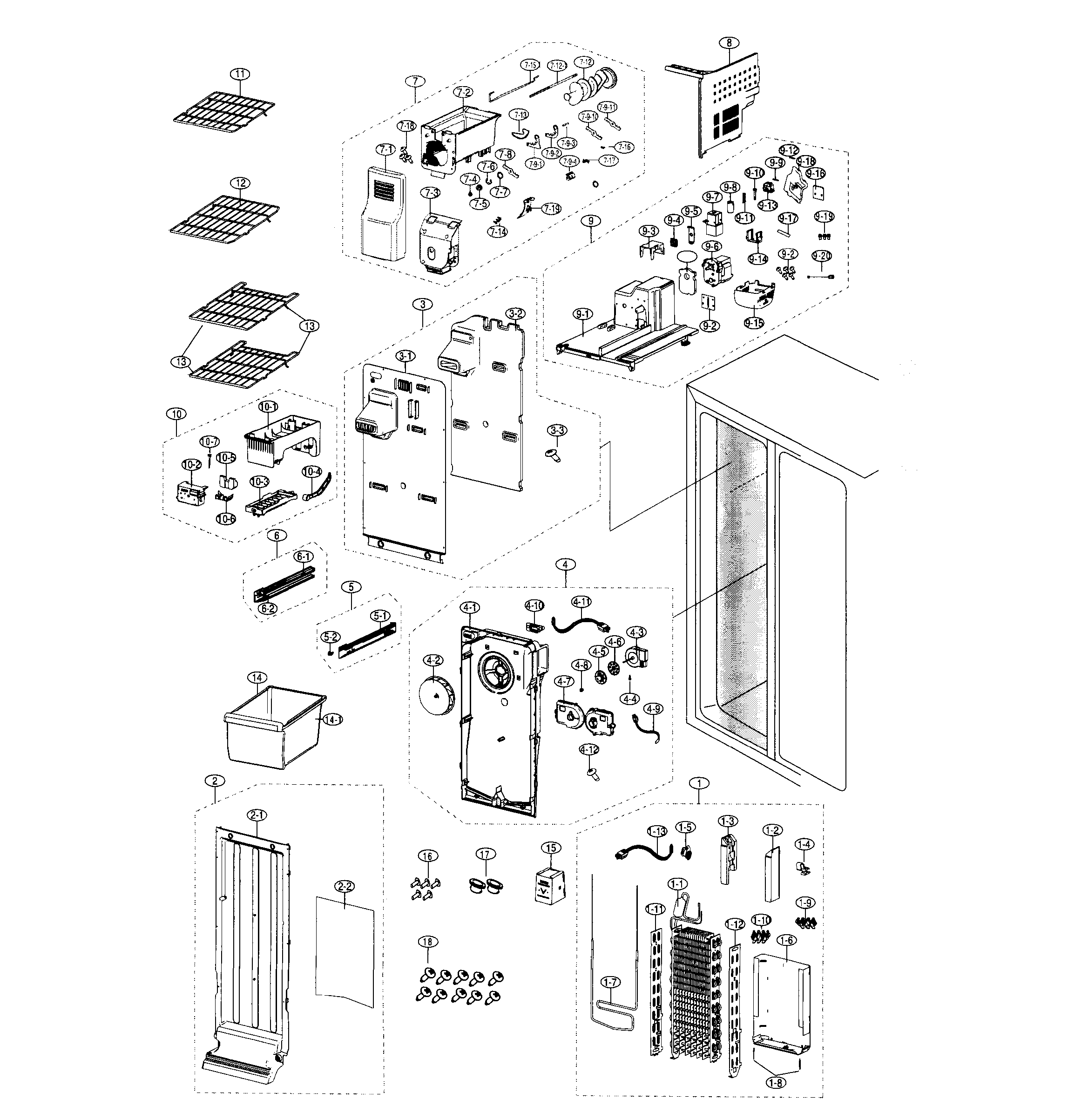 Samsung RS25H5000WW/AA-01 freezer diagram