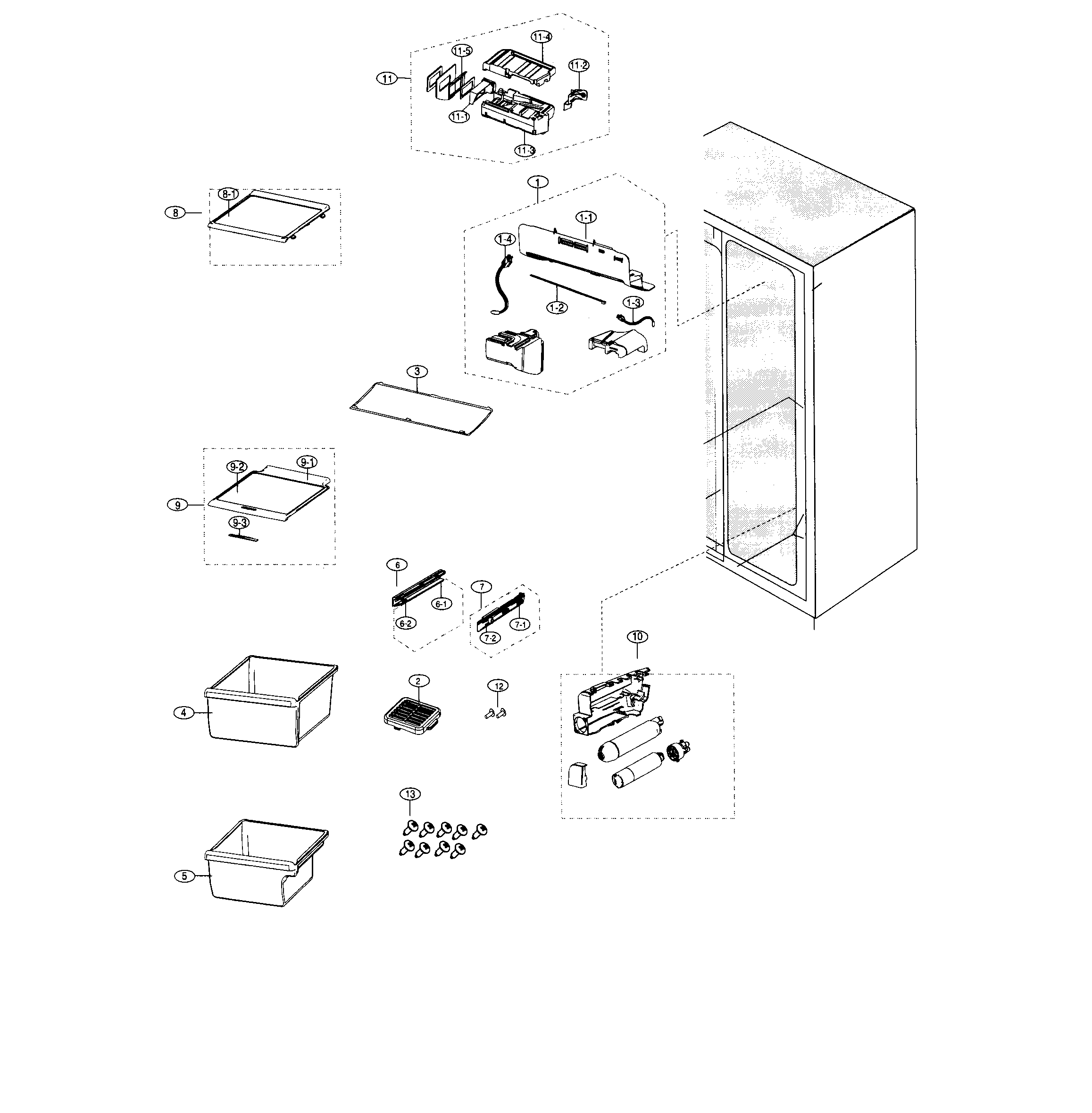 Samsung RS25H5000WW/AA-01 fridge diagram