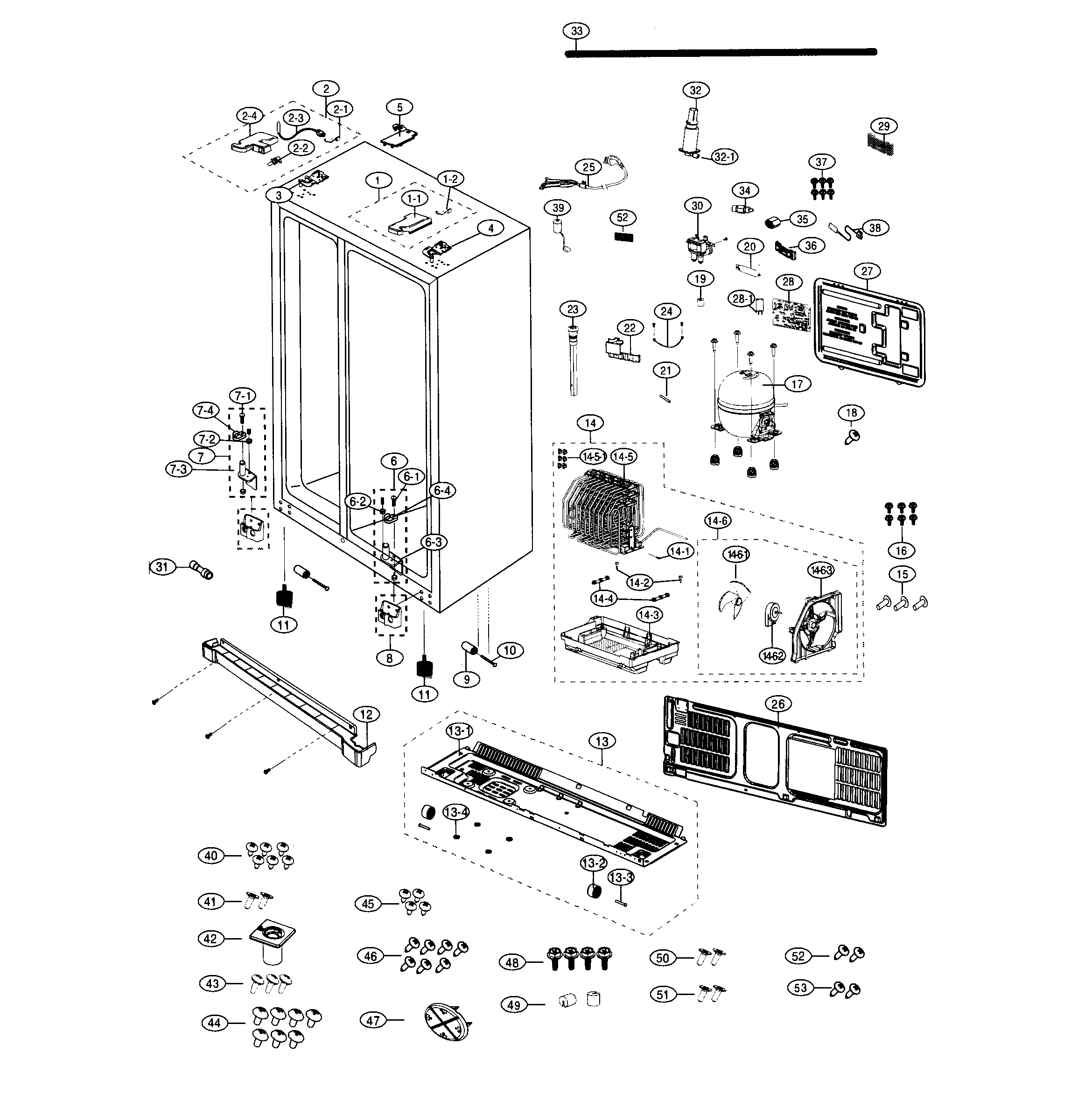 Samsung RS25H5000WW/AA-01 cabinet diagram
