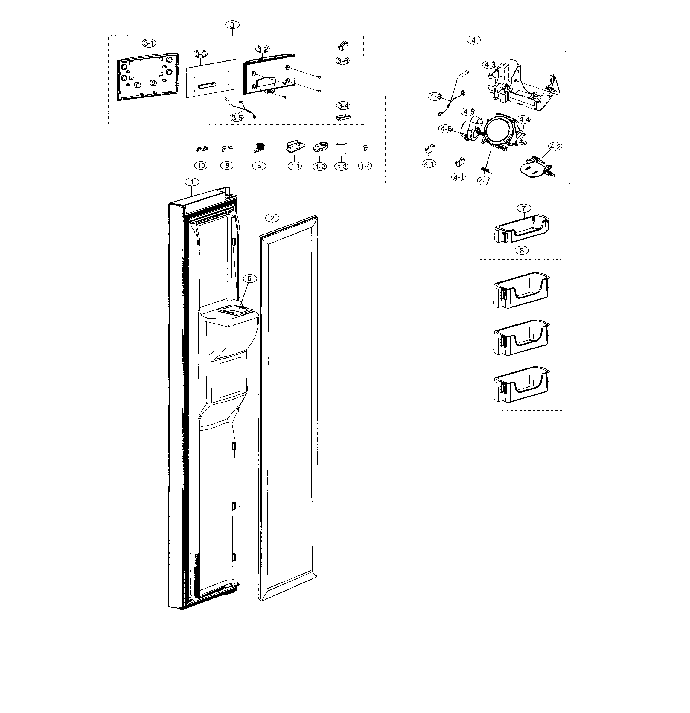 Samsung RS25H5000WW/AA-01 left door diagram