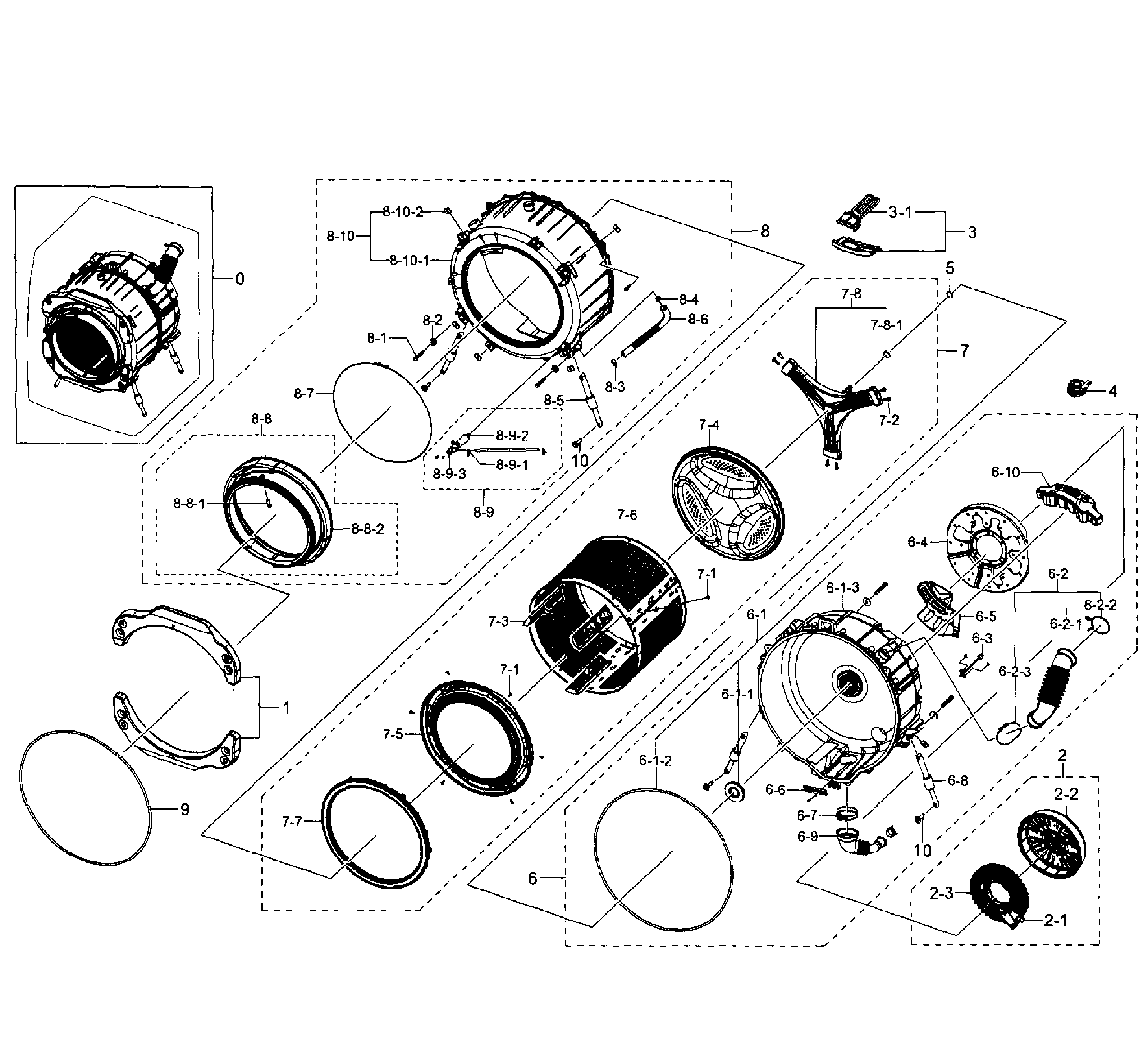Samsung WF350ANR/XAA-02 tub-drum diagram