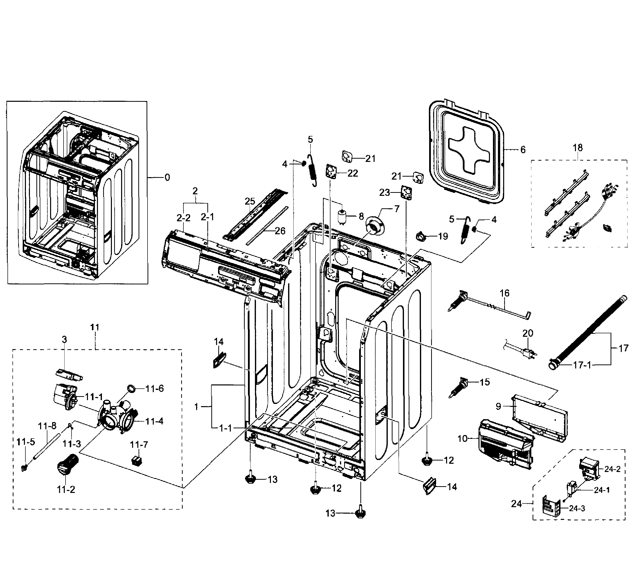 Samsung WF350ANR/XAA-03 frame diagram