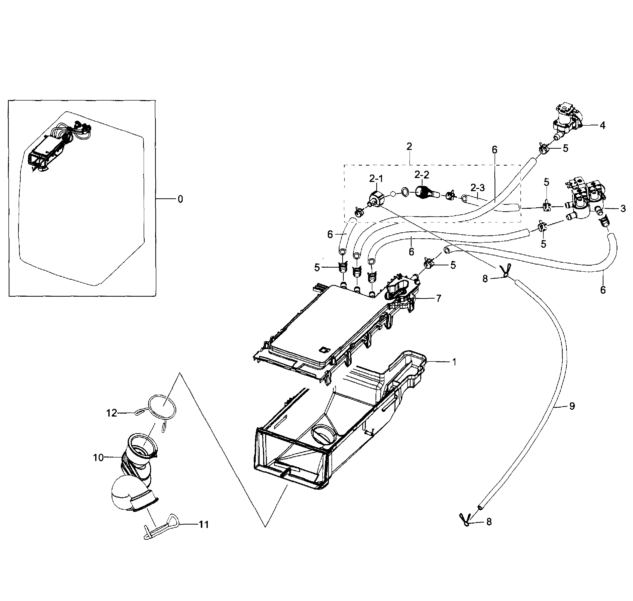 Samsung WF350ANR/XAA-05 housing drawer diagram