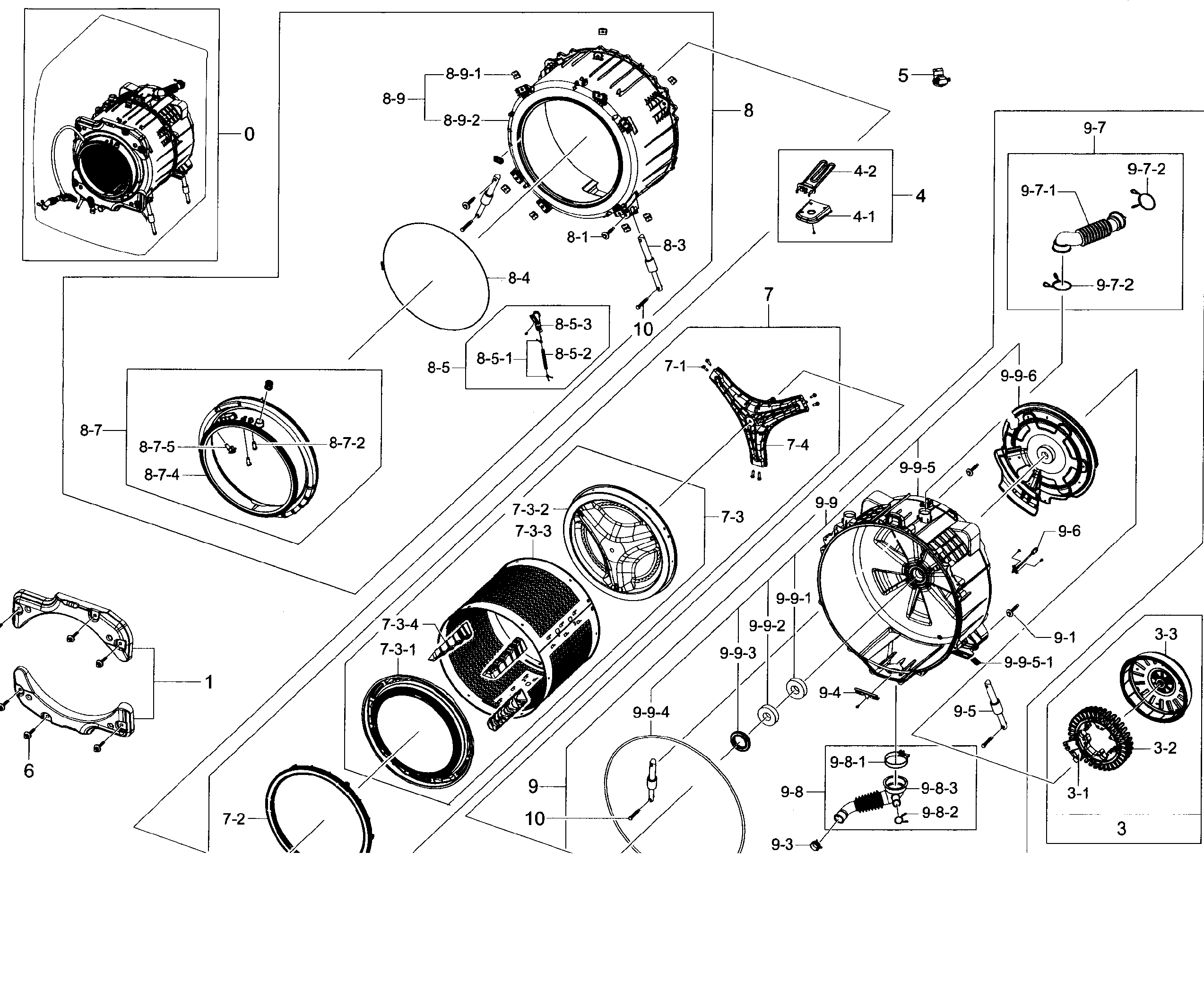 Samsung WF45H6300AG/A2-01 tub-drum diagram
