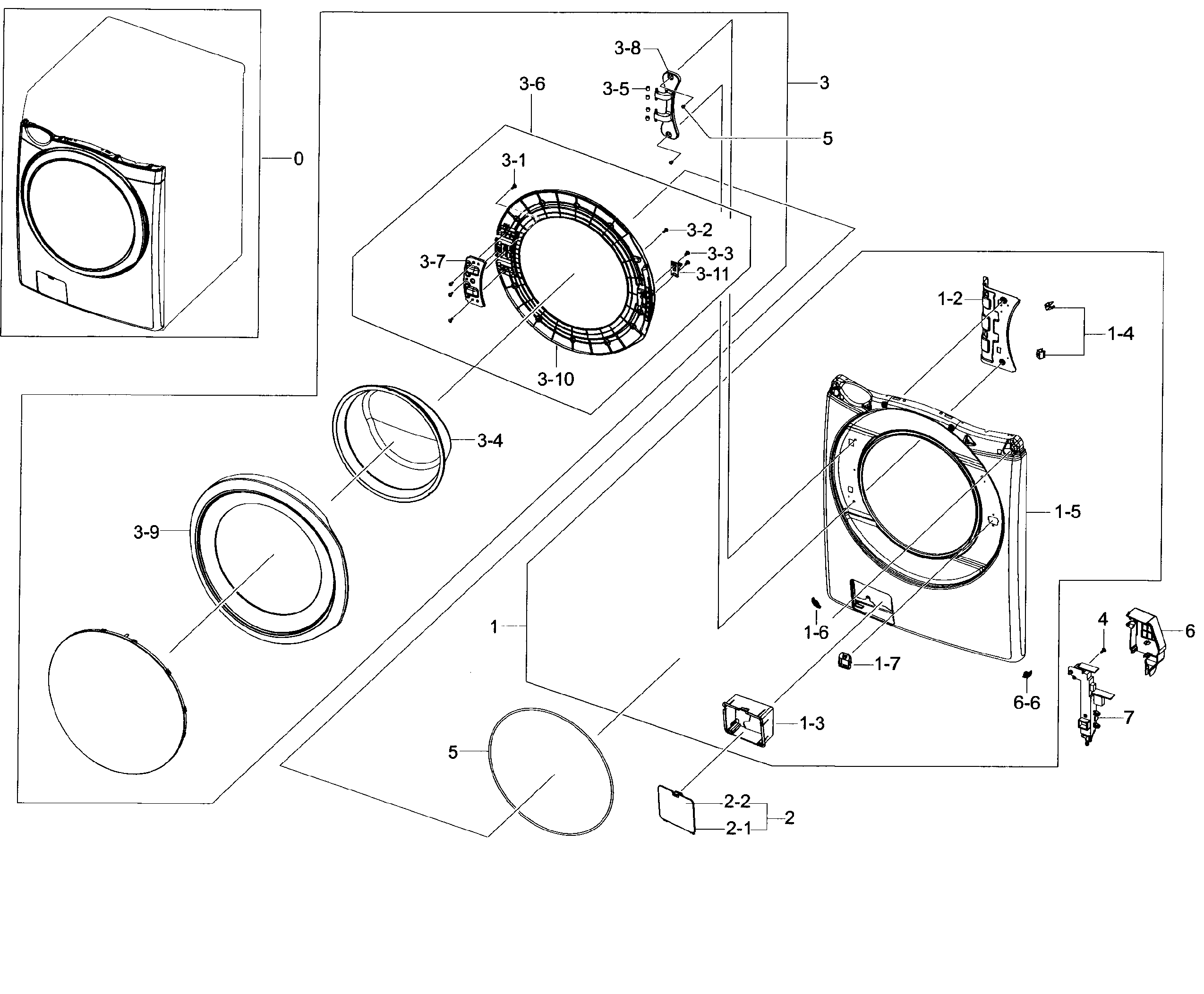 Samsung WF45H6300AG/A2-01 front section diagram