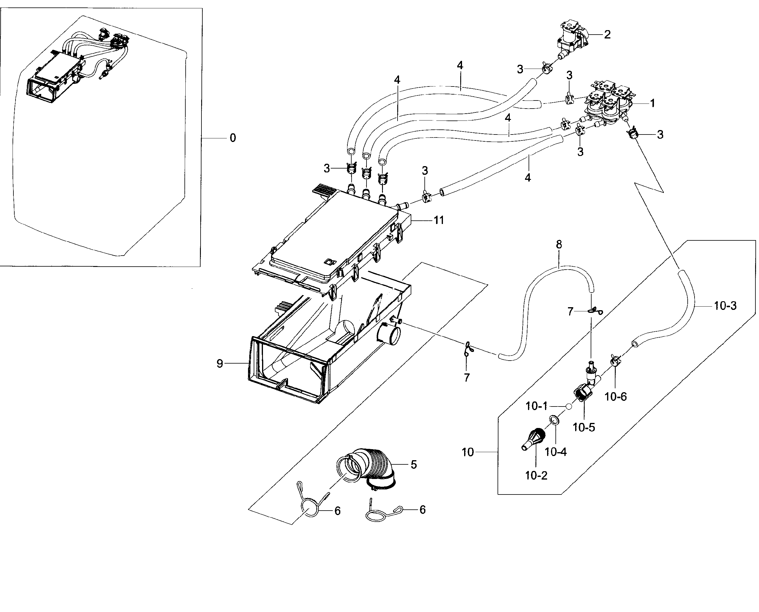 Samsung WF45H6300AG/A2-01 housing drawer diagram