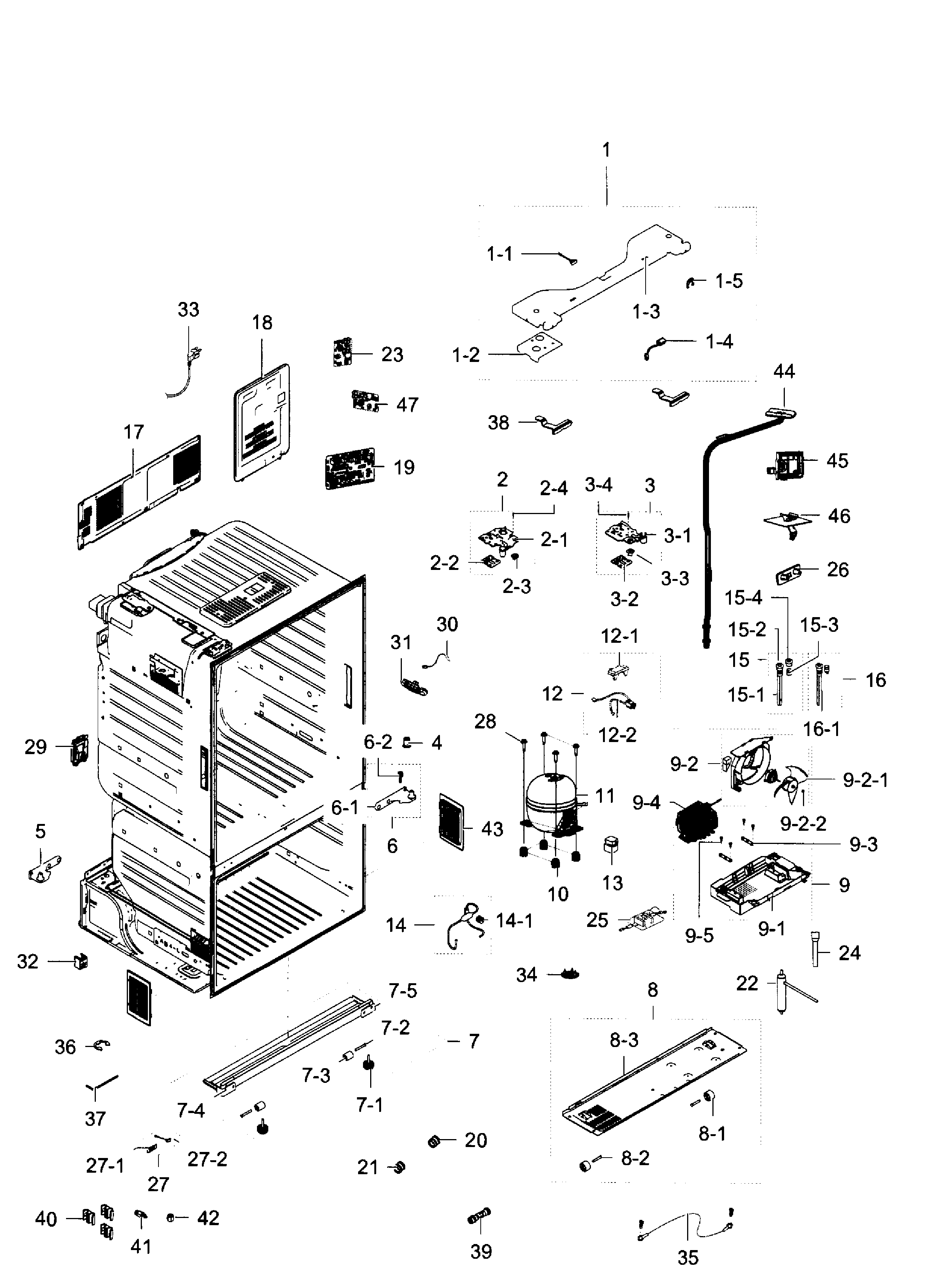Samsung RF28HFEDBSR/AA-05 cabinet diagram