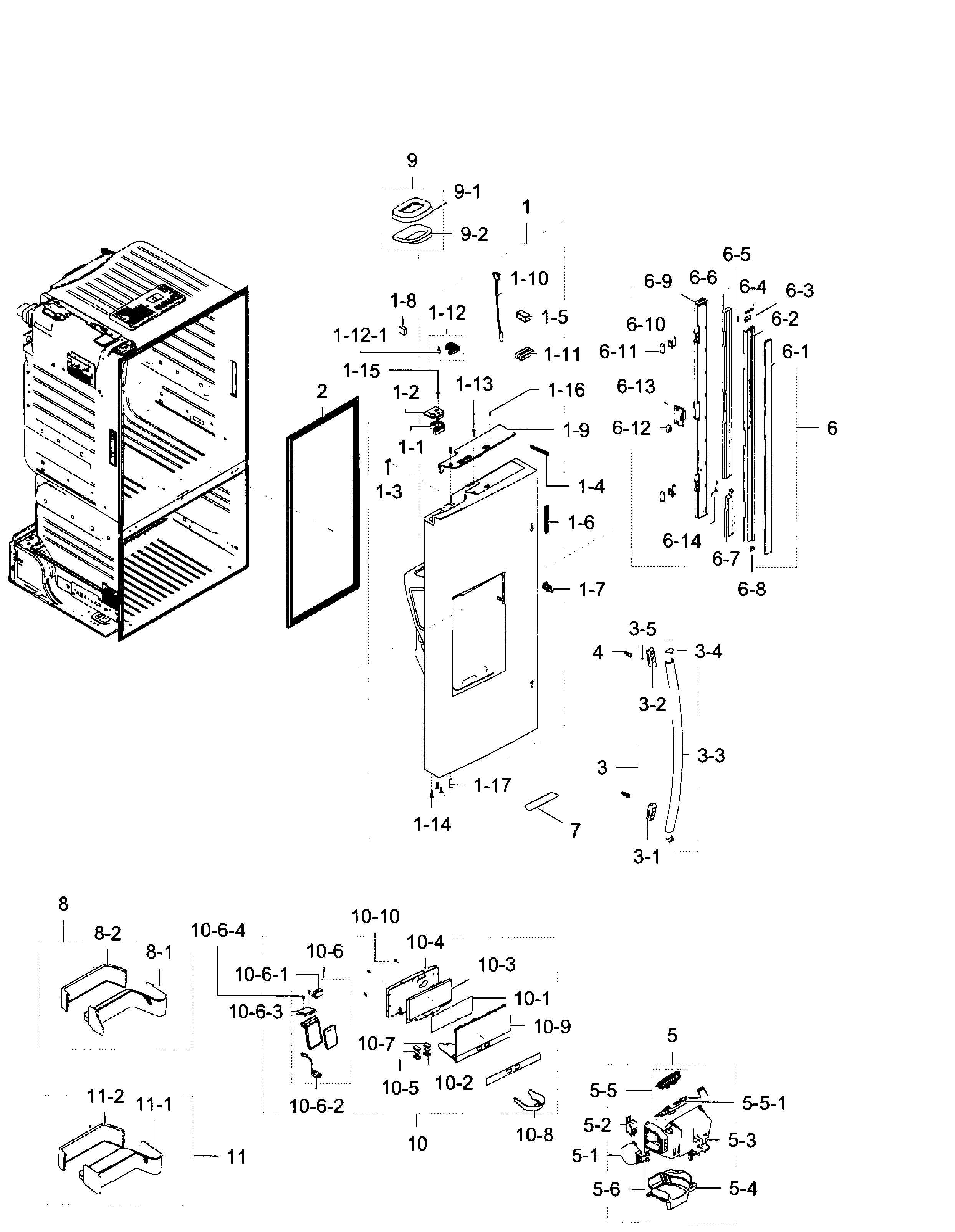 Samsung RF28HFEDBSR/AA-05 left door diagram