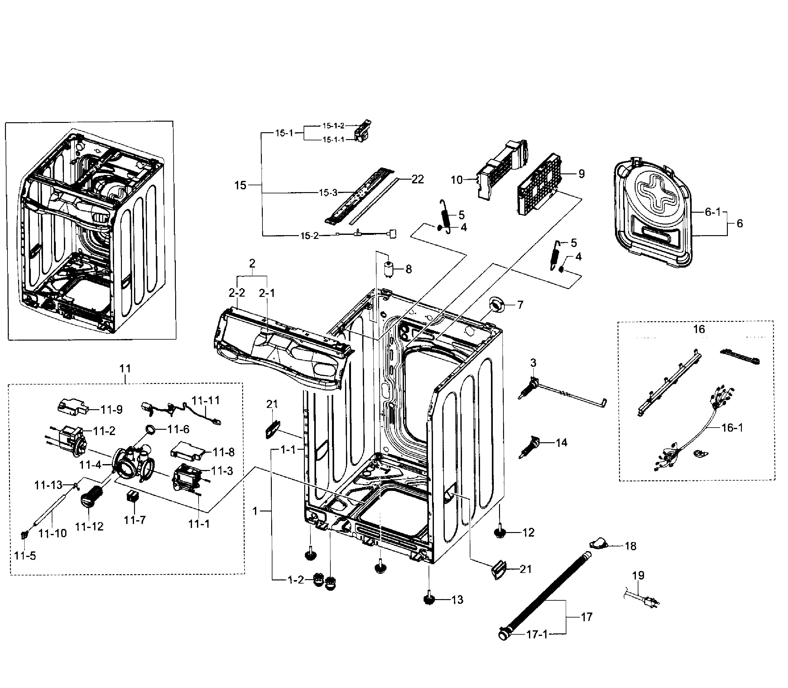 Samsung WF520ABP/XAA-01 frame diagram