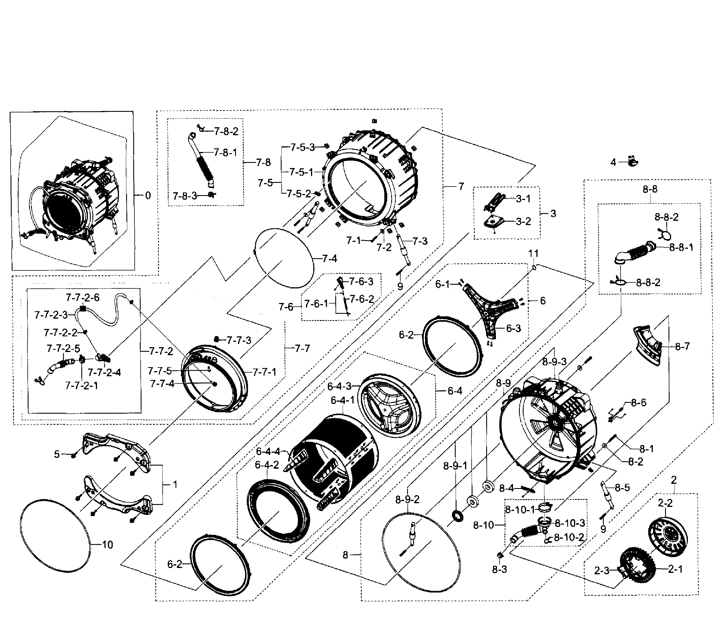 Samsung WF520ABP/XAA-01 tub-drum diagram