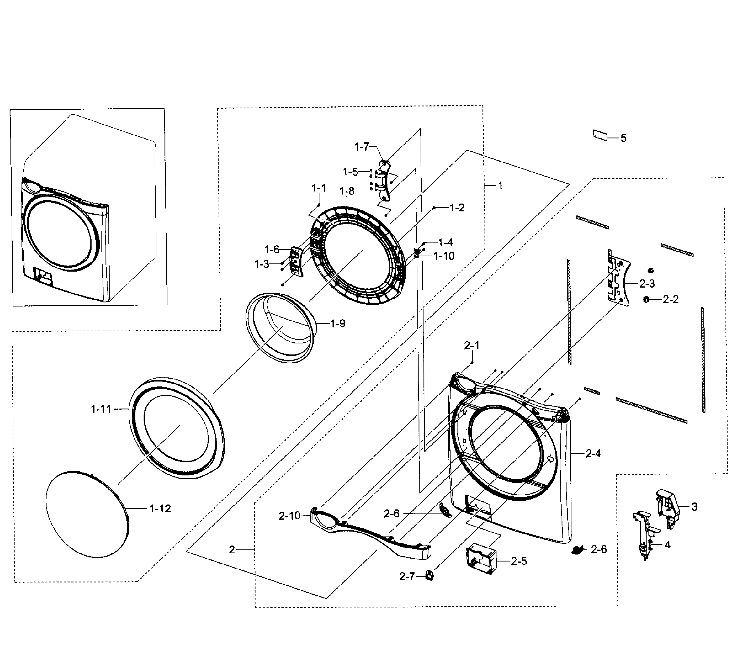 Samsung WF520ABP/XAA-01 front section diagram