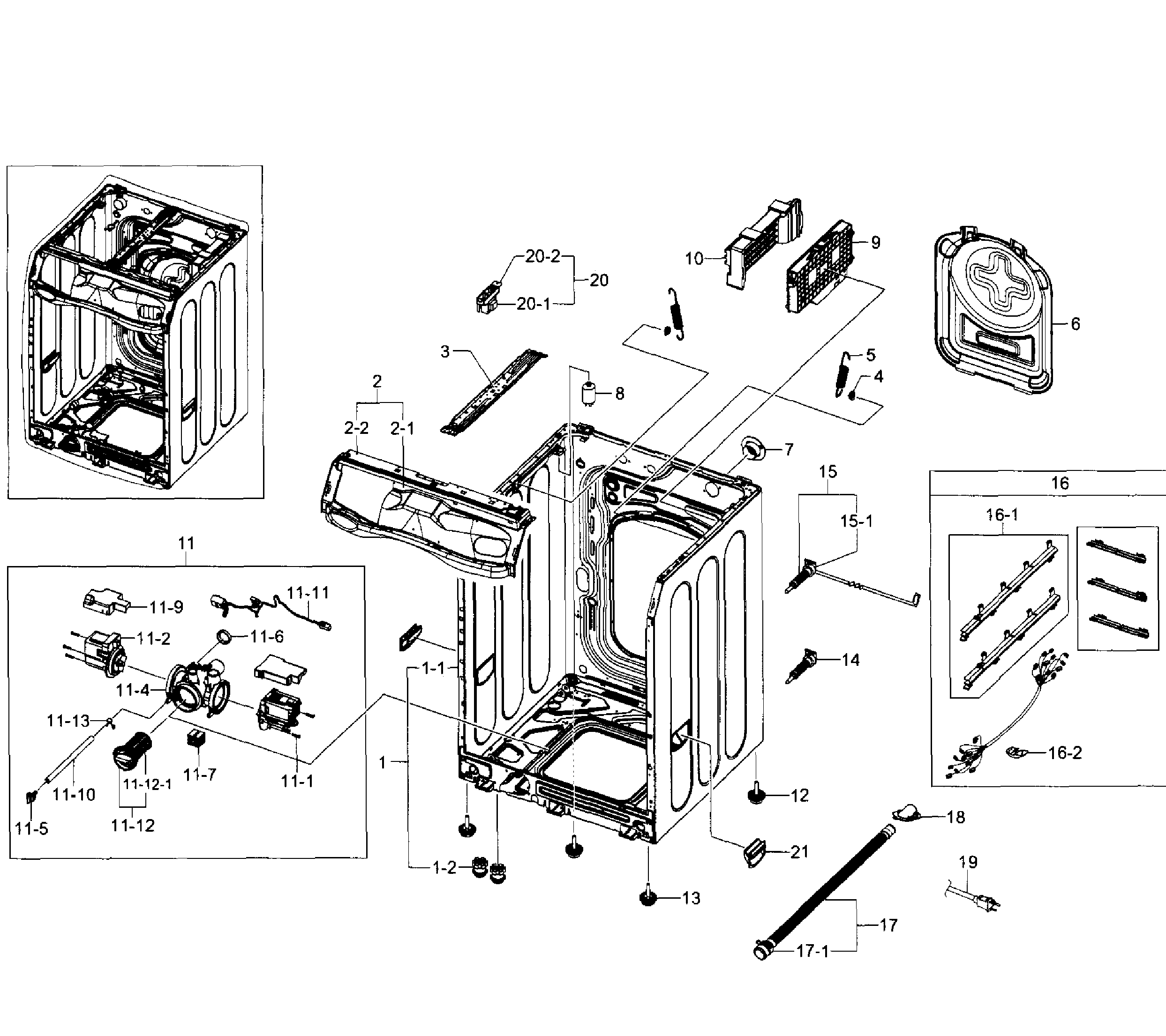 Samsung WF520ABW/XAA-04 frame diagram
