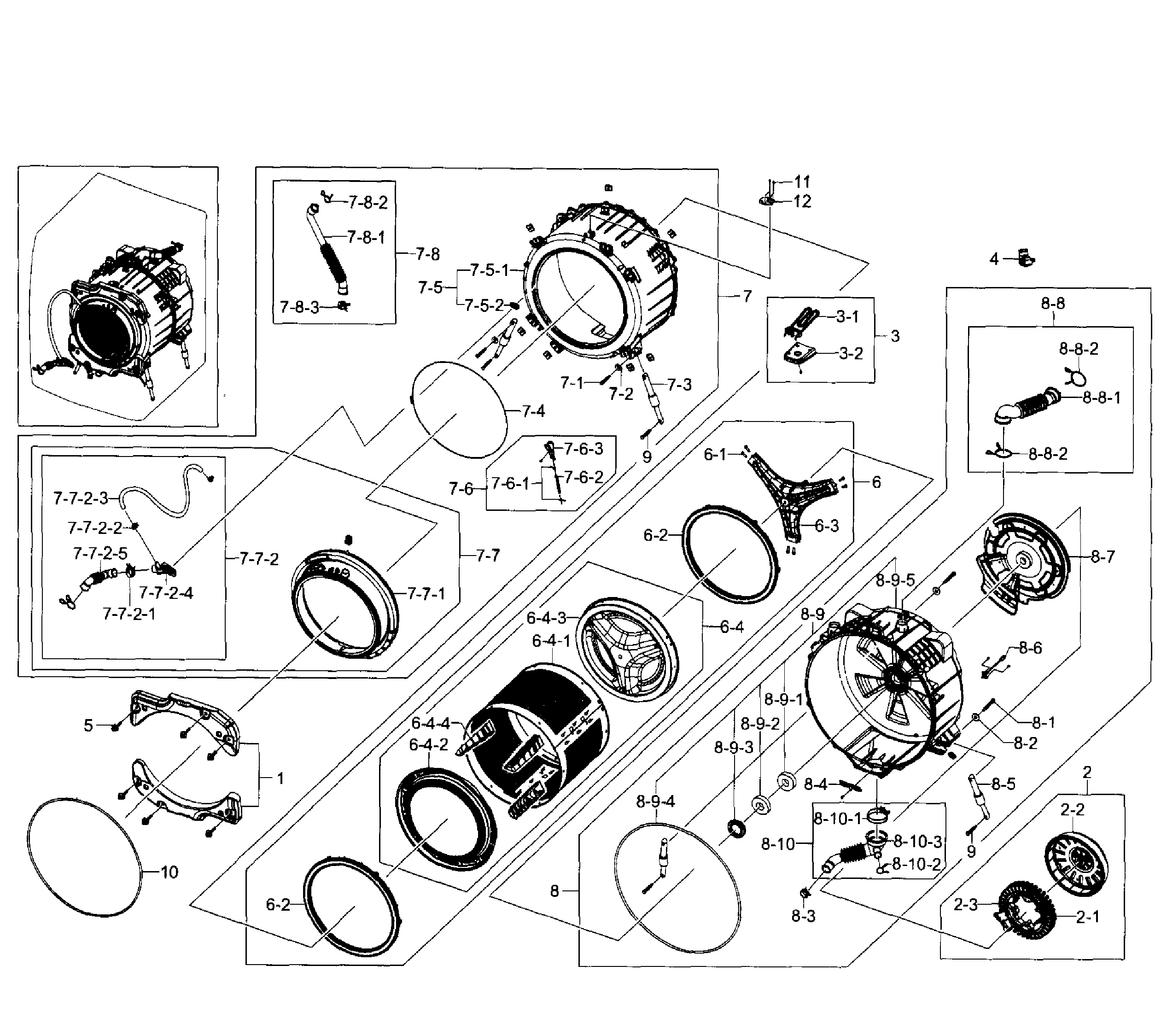 Samsung WF520ABW/XAA-04 tub-drum diagram