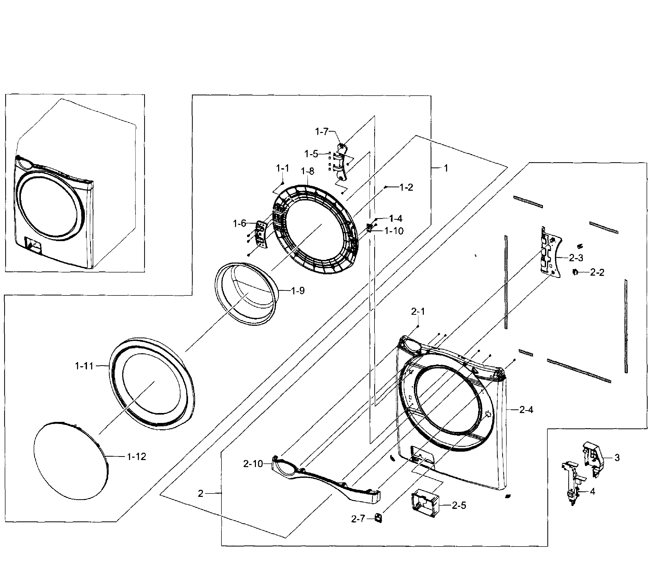 Samsung WF520ABW/XAA-04 front section diagram