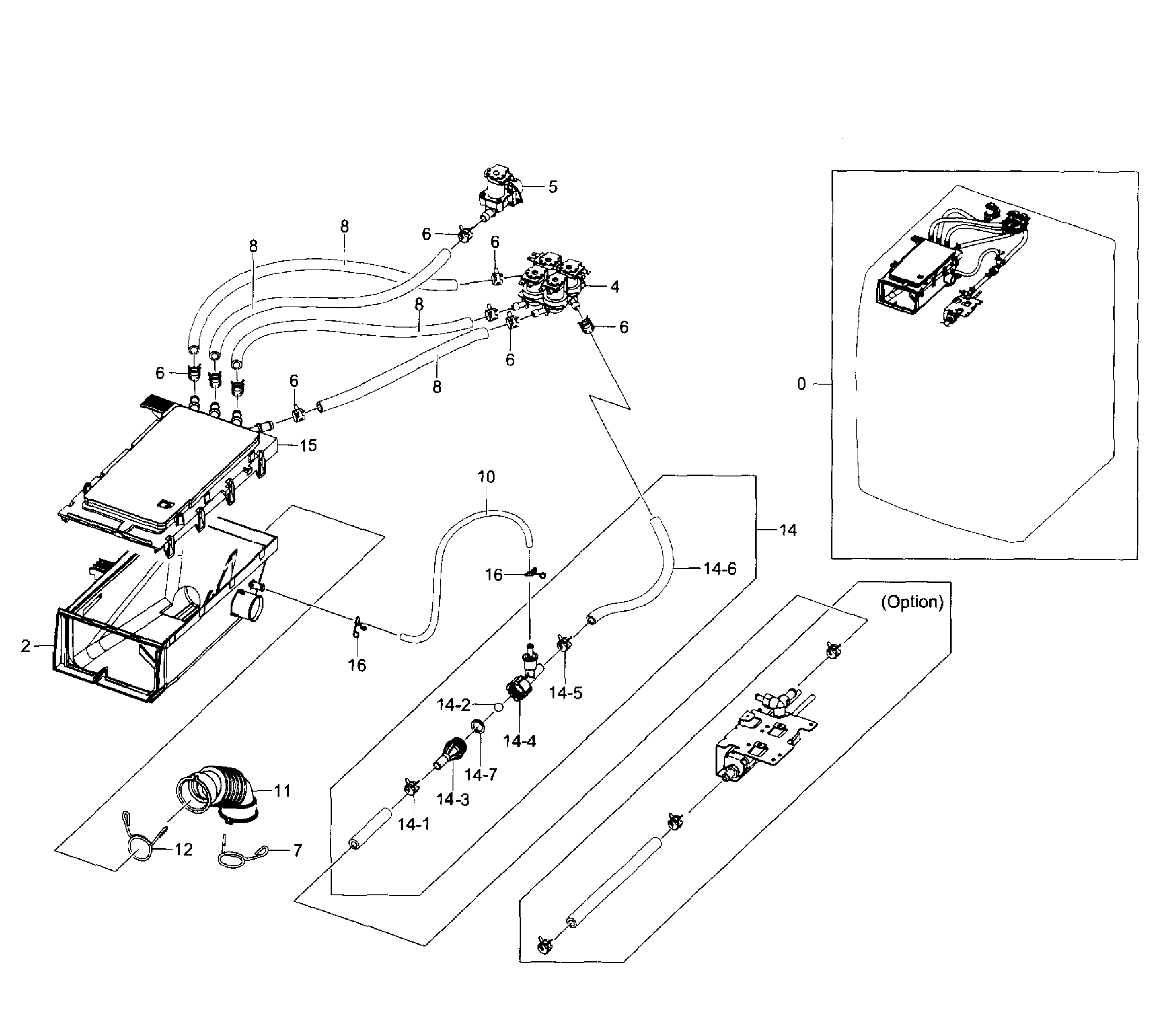 Samsung WF520ABW/XAA-04 housing drawer diagram