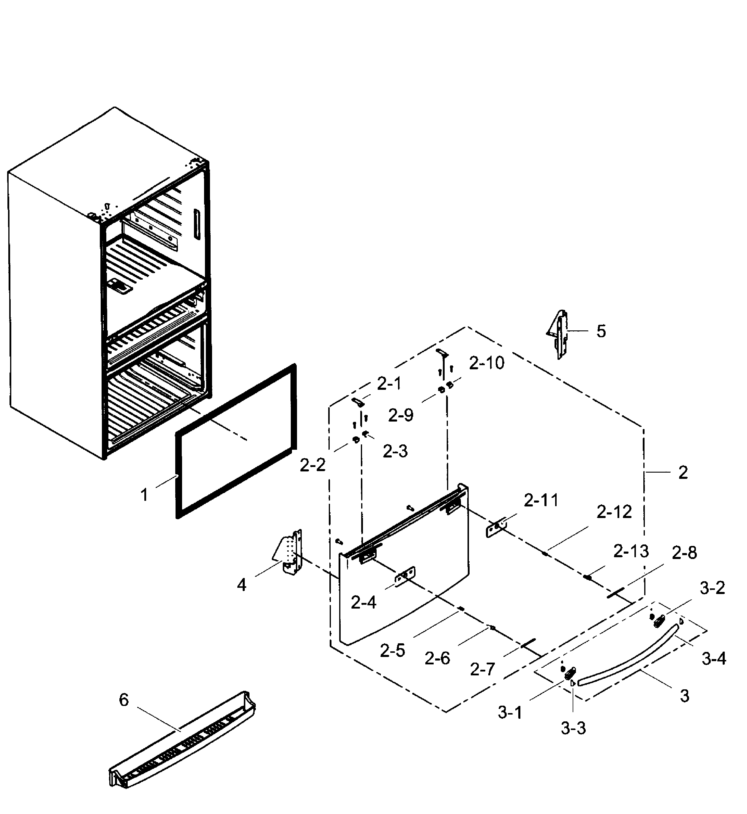 Samsung RF31FMEDBBC/AA-02 freezer door diagram